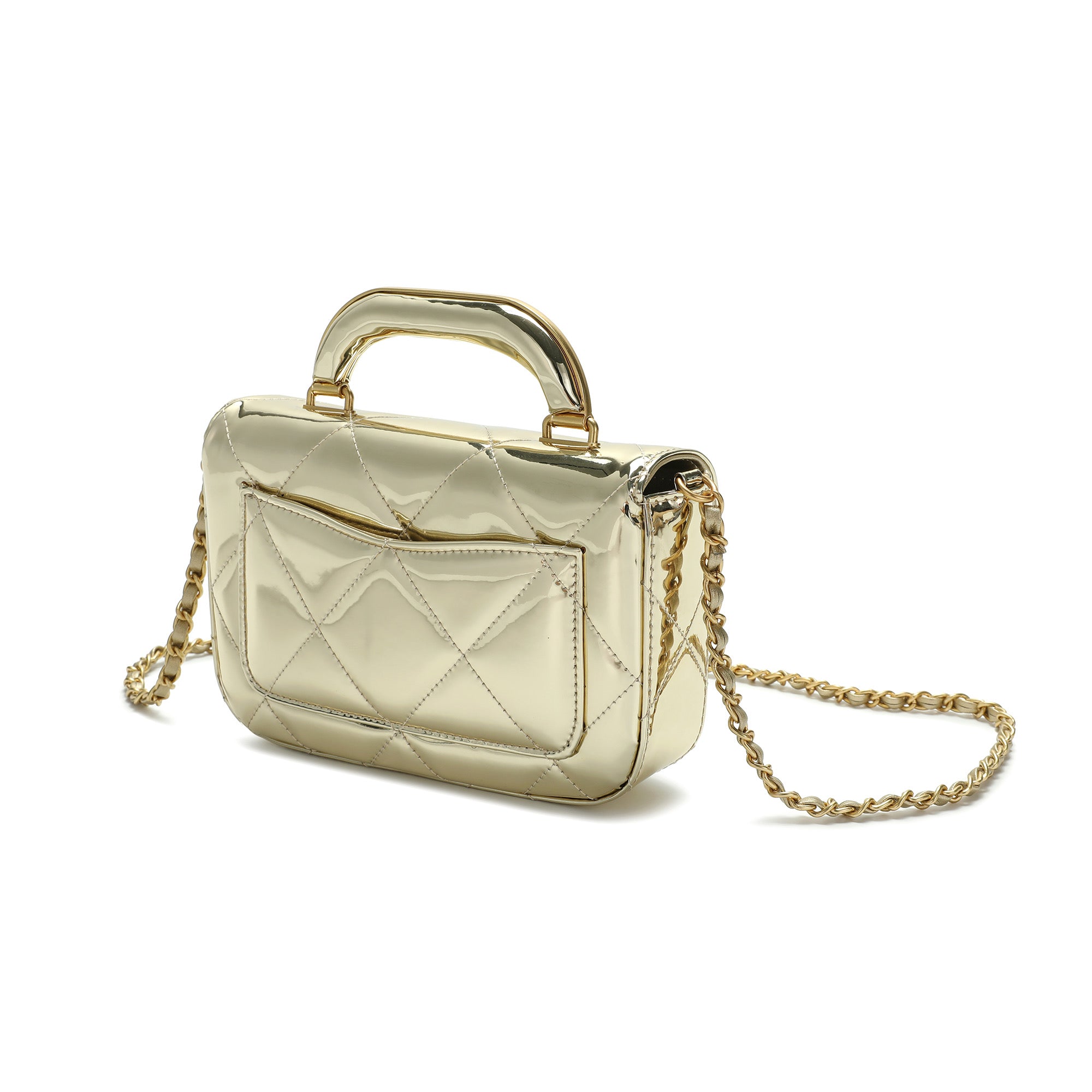 Metallic Leather Quilted Top Handle Crossbody Bag – Tiffany & Fred
