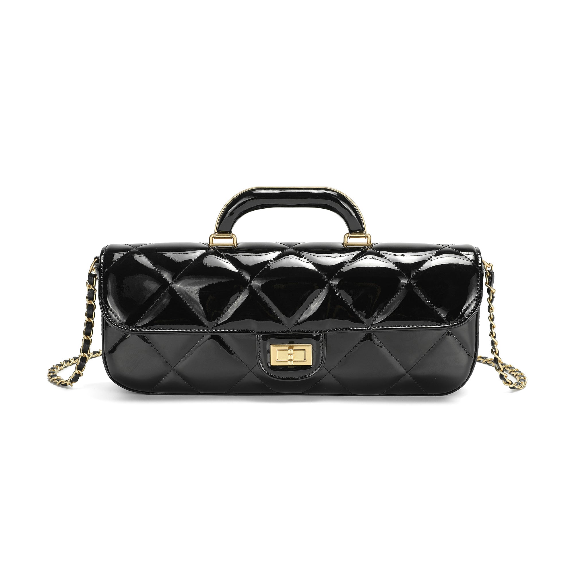 nude vintage 1970s Frech Quilted ビスチェ Metallic Leather Quilted Top Handle Clutch/Crossbody Bag – Tiffany