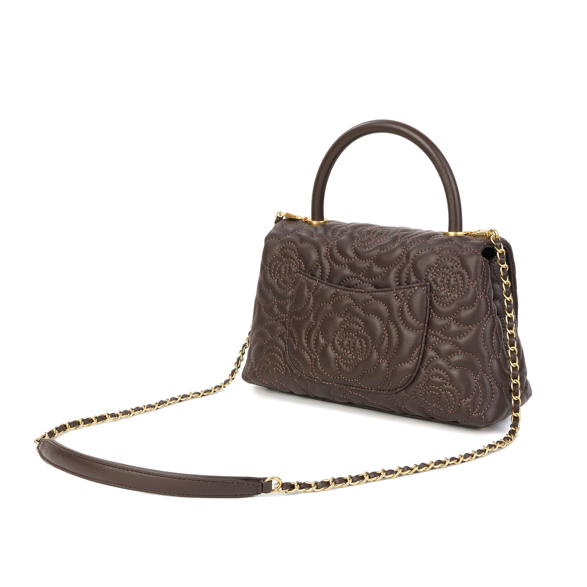 Quilted Floral Top Handle Bag