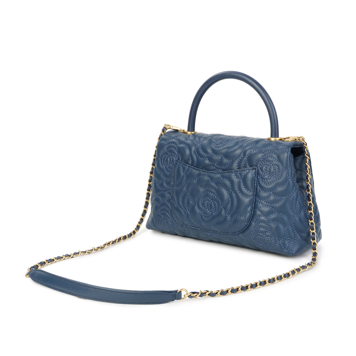 Quilted Floral Top Handle Bag