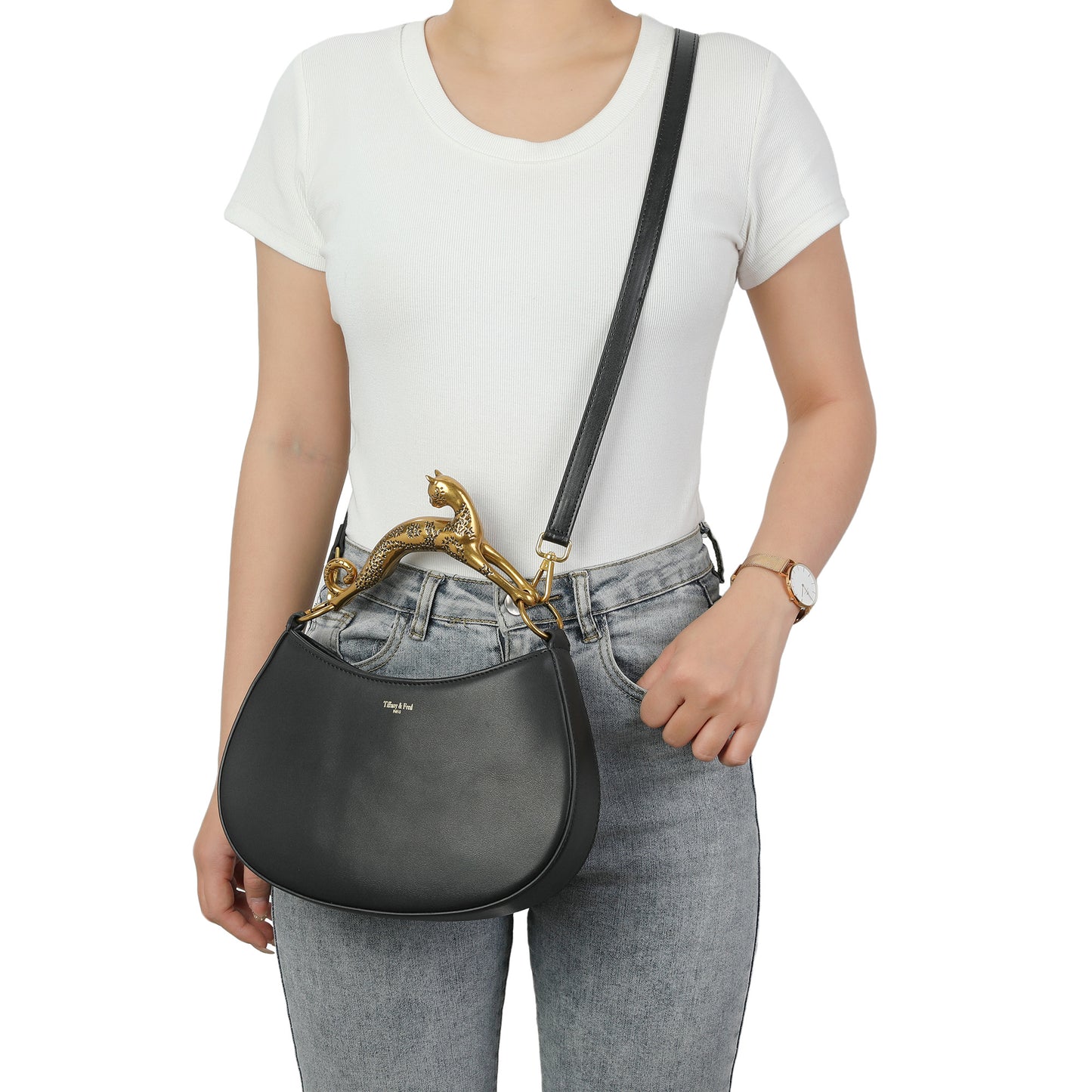 Sculptural Panther Leather Shoulder Bag