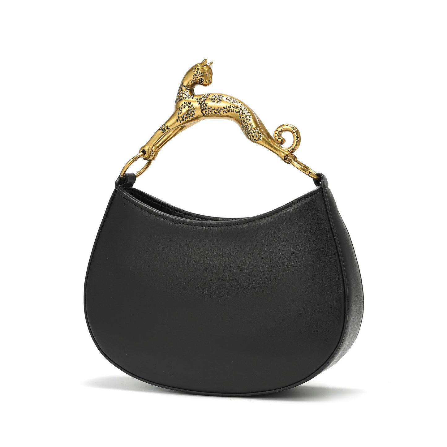 Sculptural Panther Leather Shoulder Bag