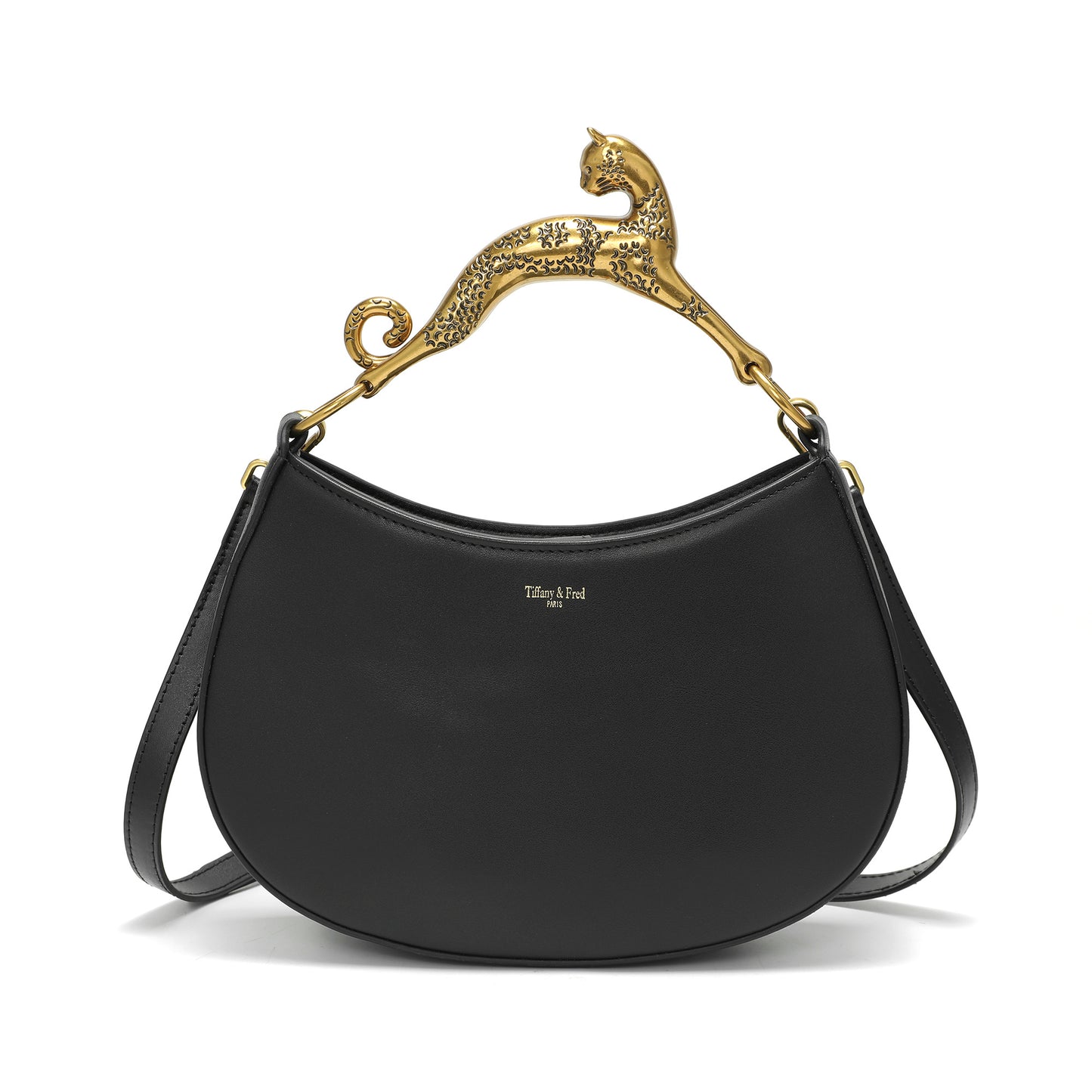 Sculptural Panther Leather Shoulder Bag