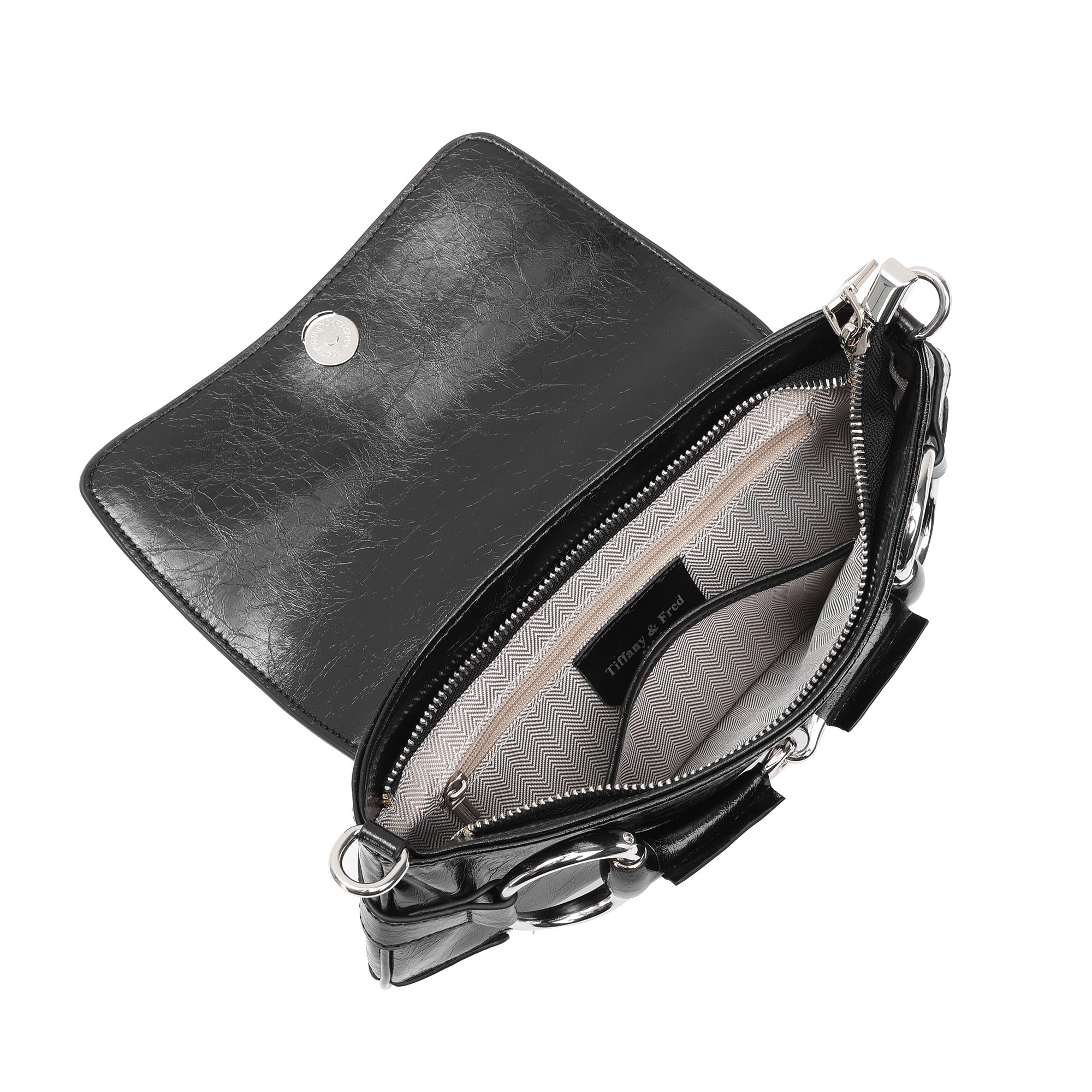 Wallet shoulder bag ポーチ付き／シルバー金具 Metallic Leather Shoulder Bag with Horsebit Hardware – Tiffany