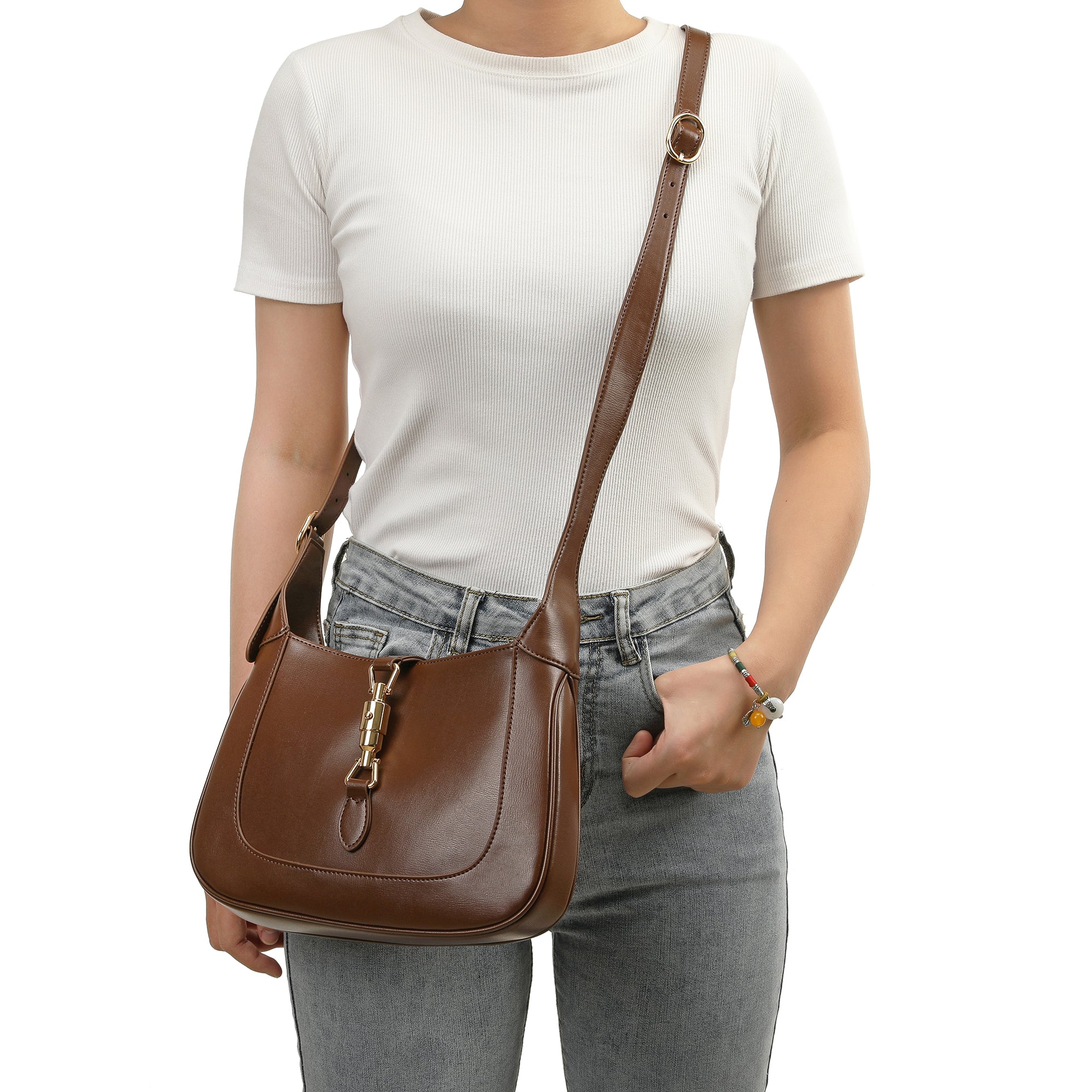 Leather hobo shoulder online bag gucci