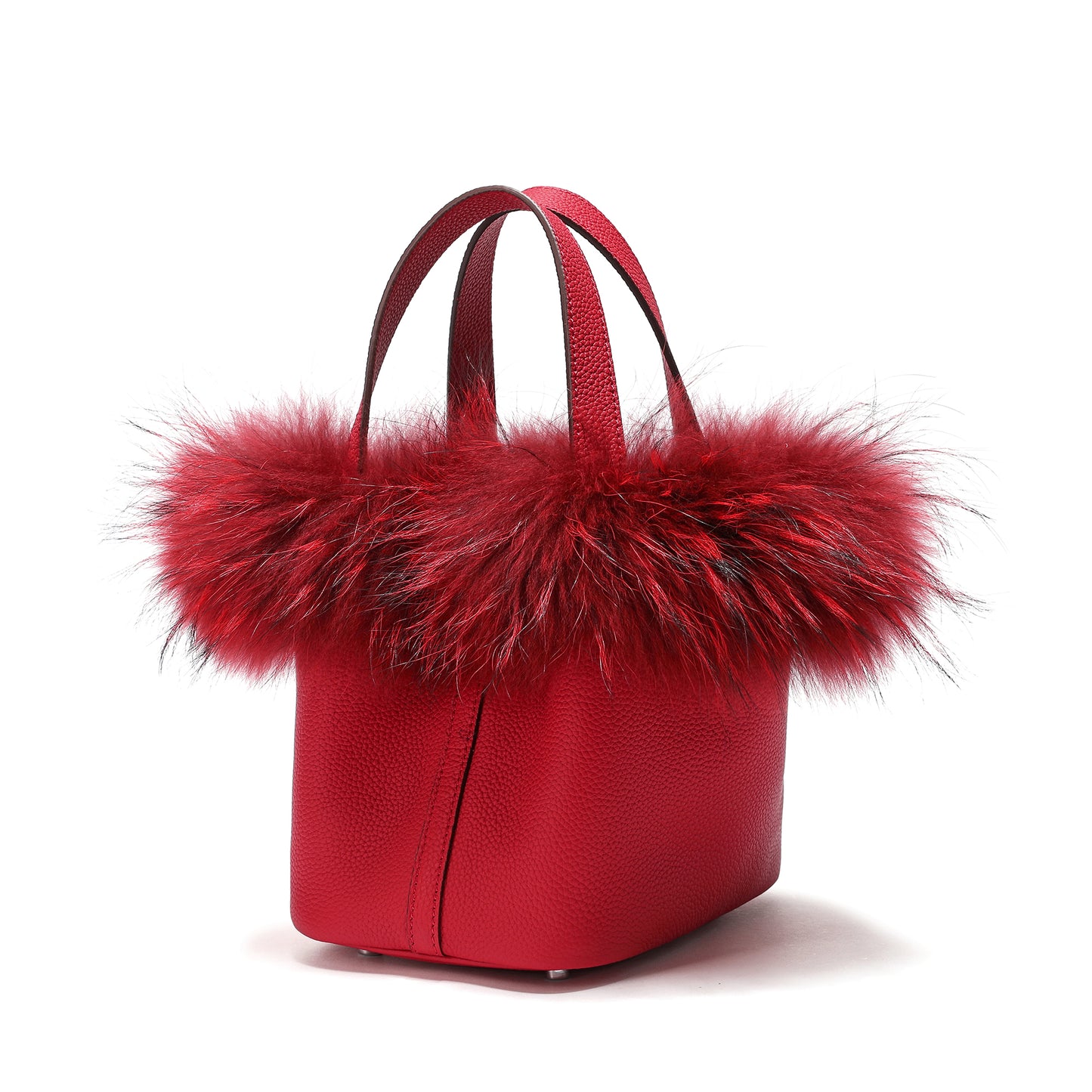 Tiffany & Fred Full-Grain Pebble Leather & Genuine Fox Fur