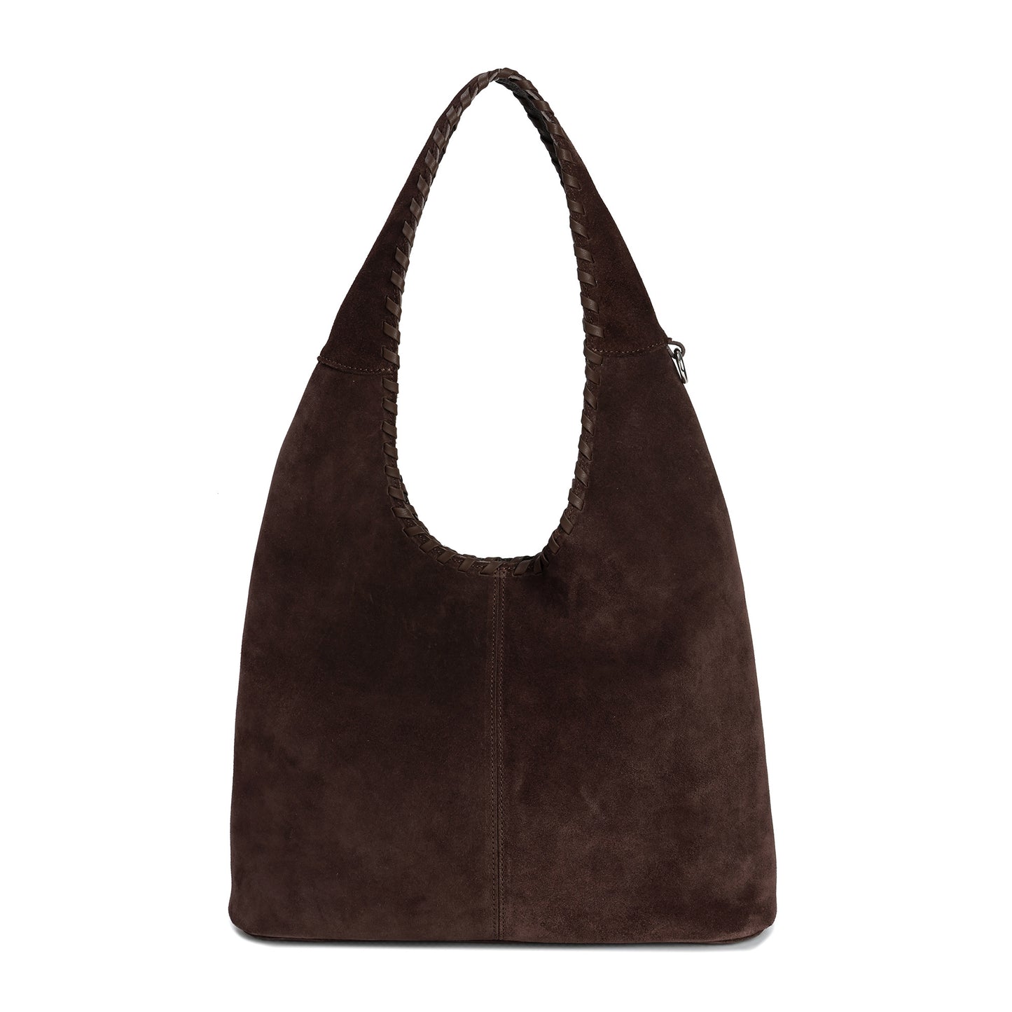 Suede Hobo Bag with Whipstitch Handle