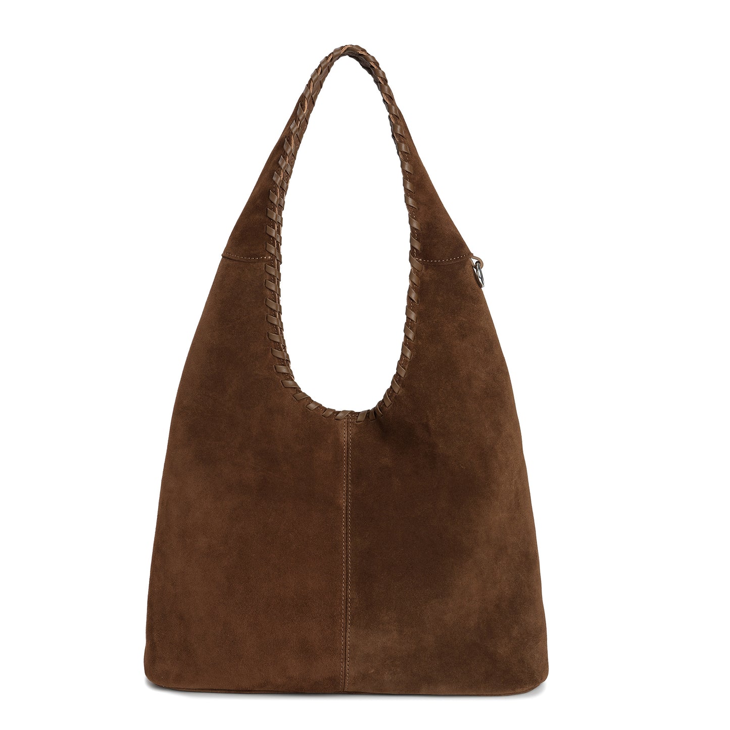 Suede Hobo Bag with Whipstitch Handle