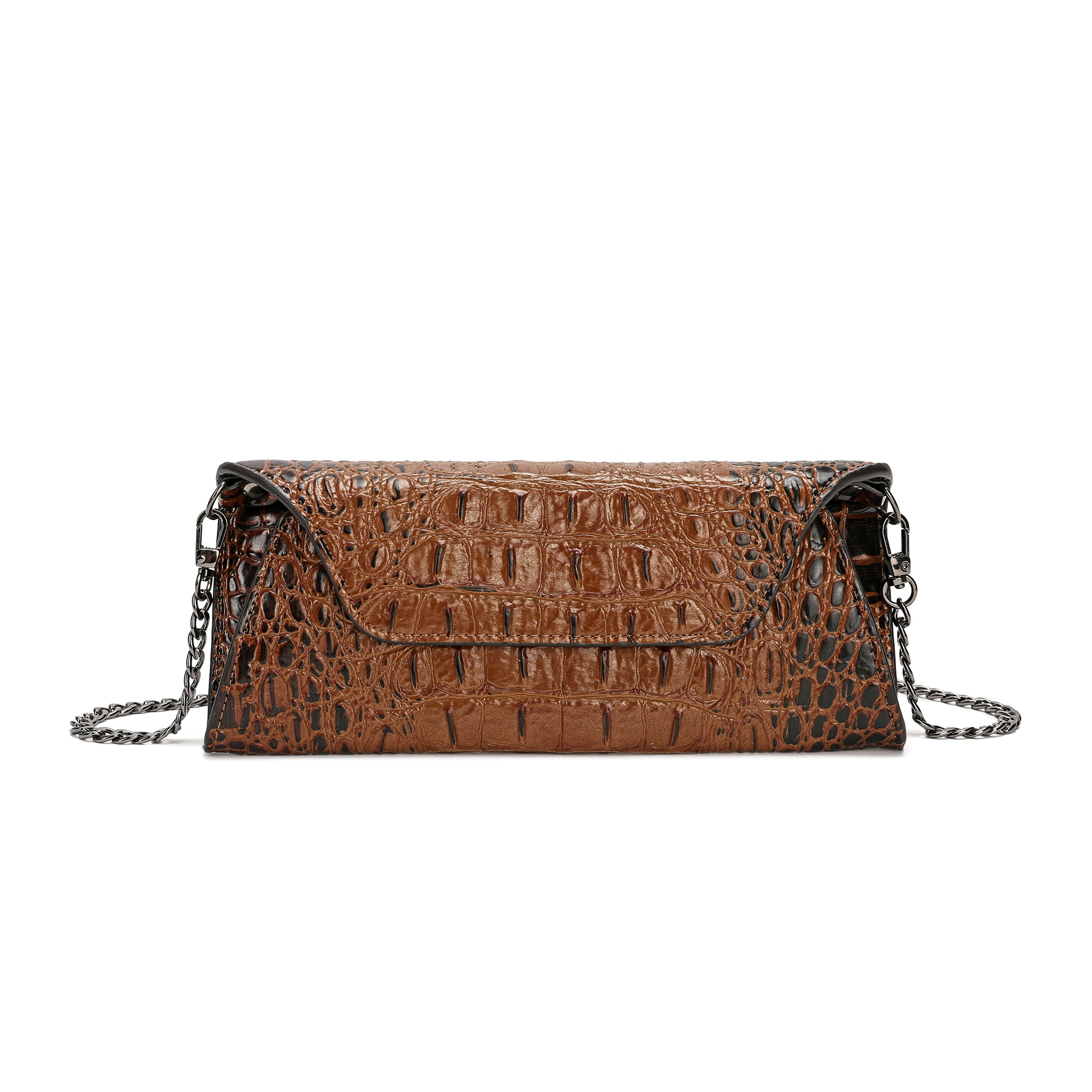 Leather Clutch Wallet with Crocodile Embossed Leather and high quality Leather Laced Edges