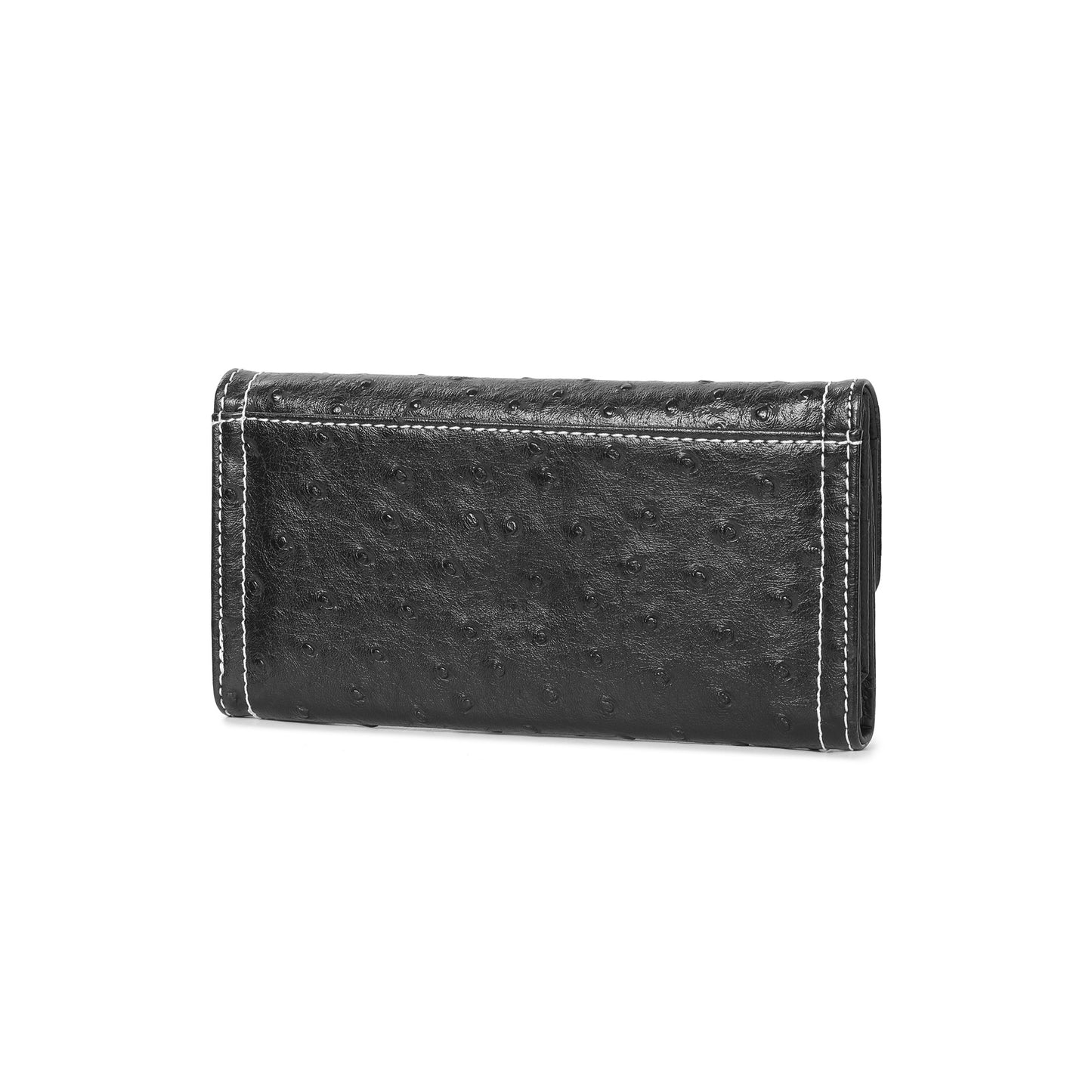 Embossed Leather Continental Wallet with Turn-Lock Closure