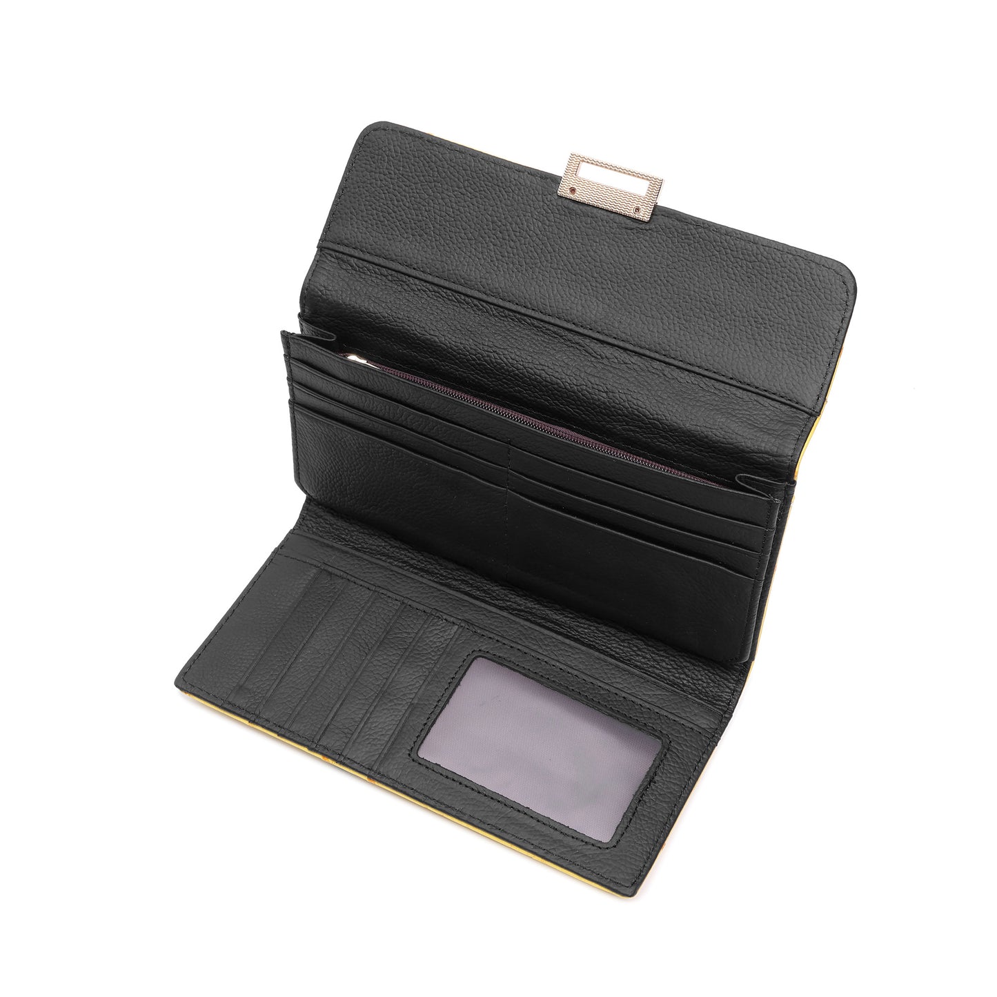 Embossed Leather Continental Wallet with Turn-Lock Closure