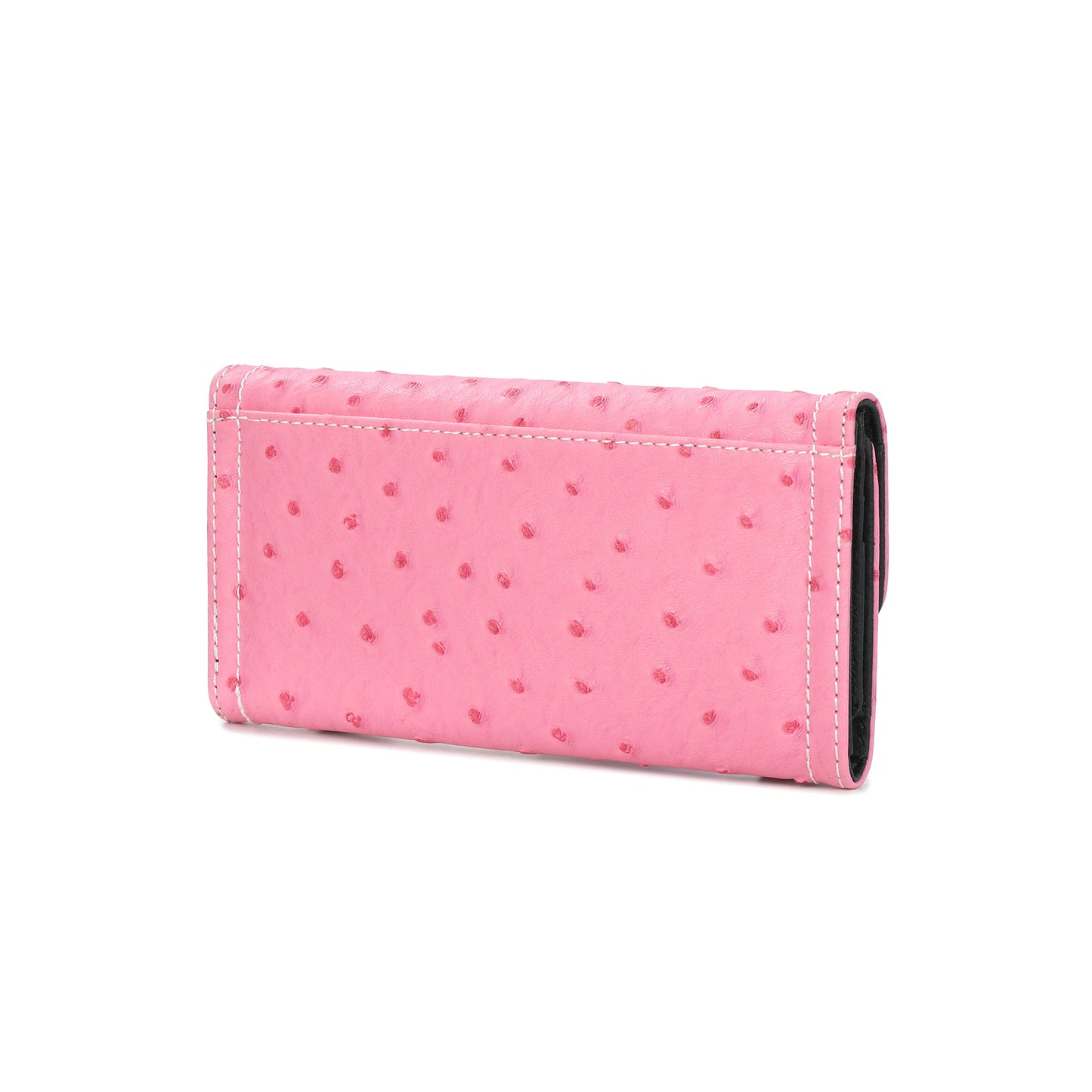 Embossed Leather Continental Wallet with Turn-Lock Closure