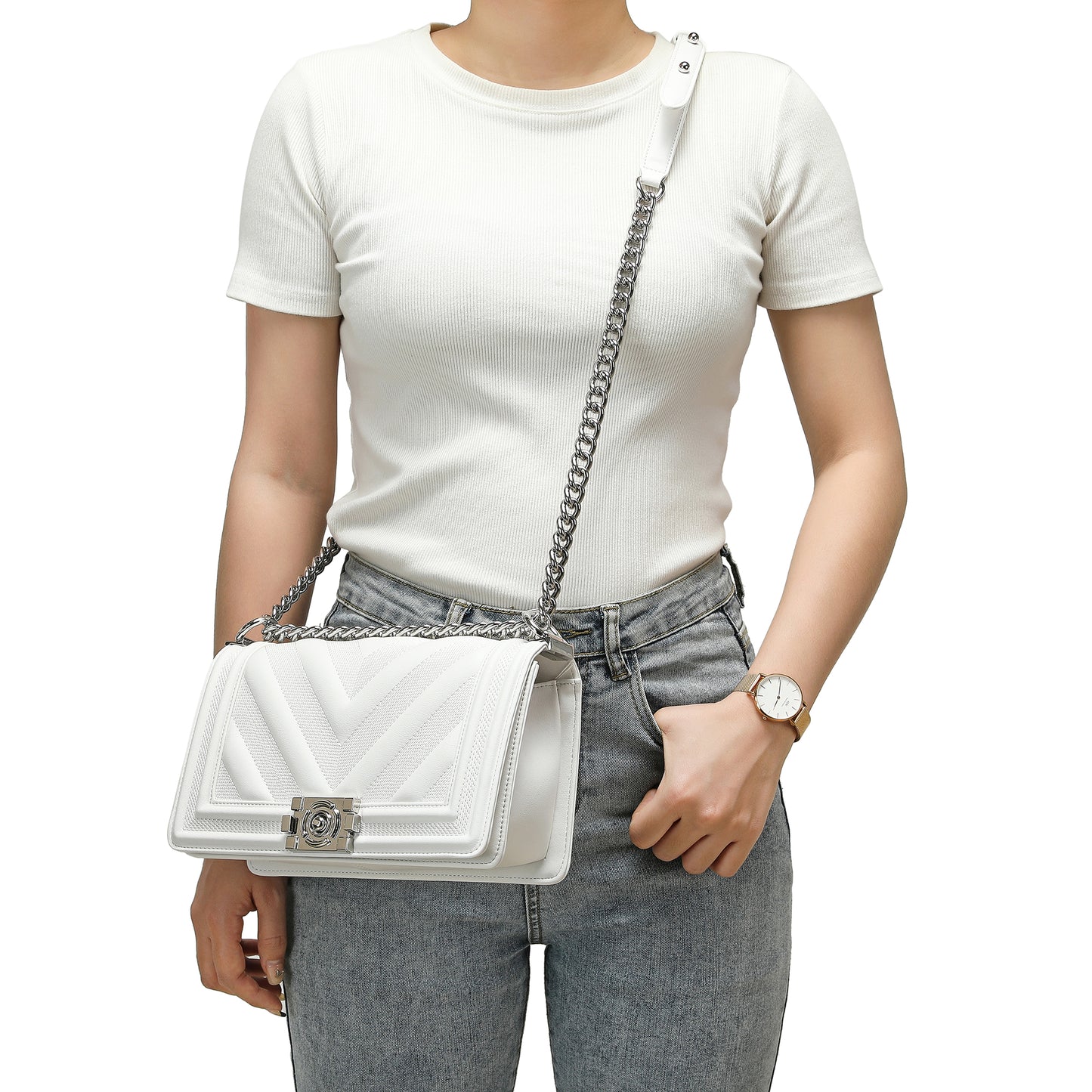 Full-grain Quilted Lambskin Flap Shoulder Bag