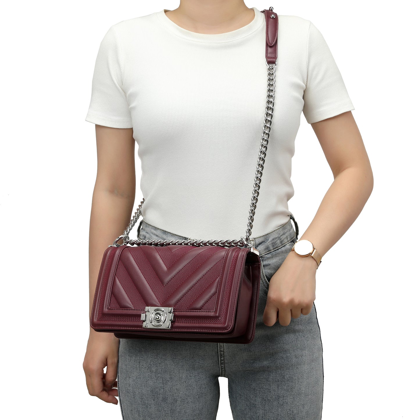 Full-grain Quilted Lambskin Flap Shoulder Bag