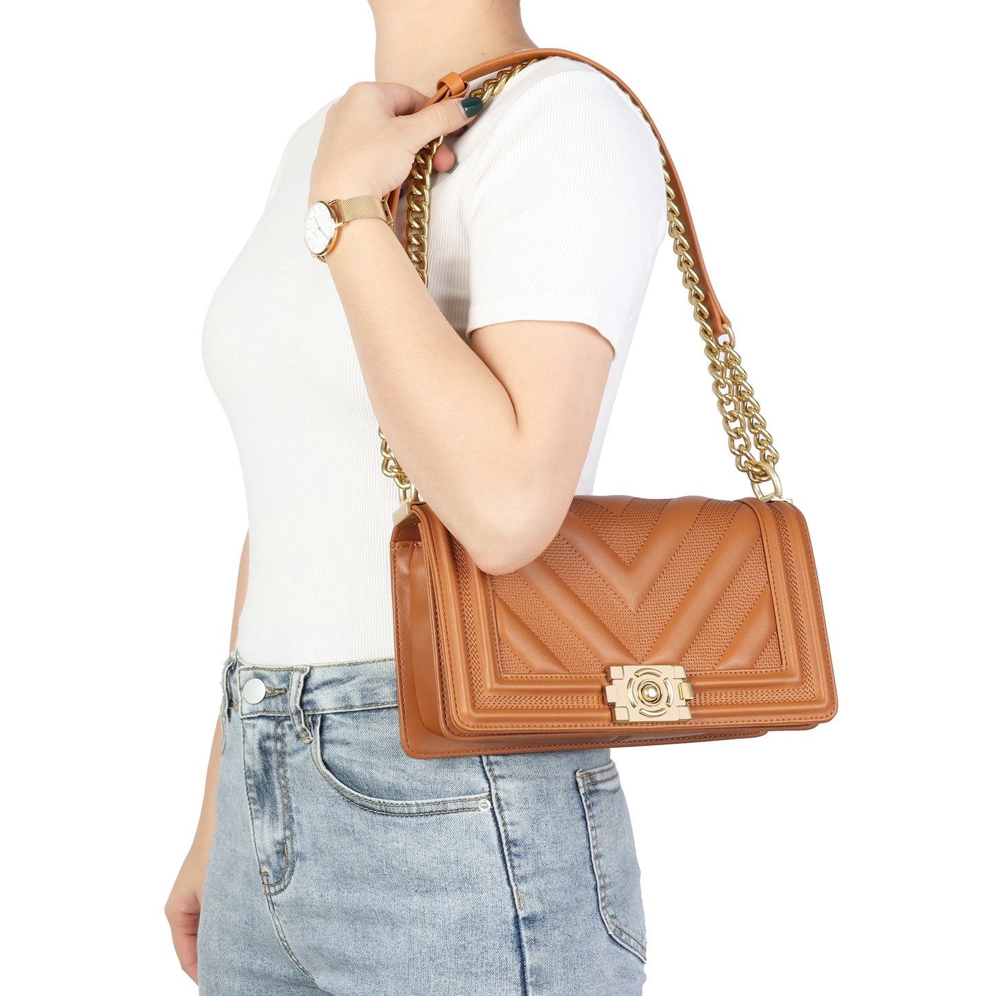 Full-grain Quilted Lambskin Flap Shoulder Bag