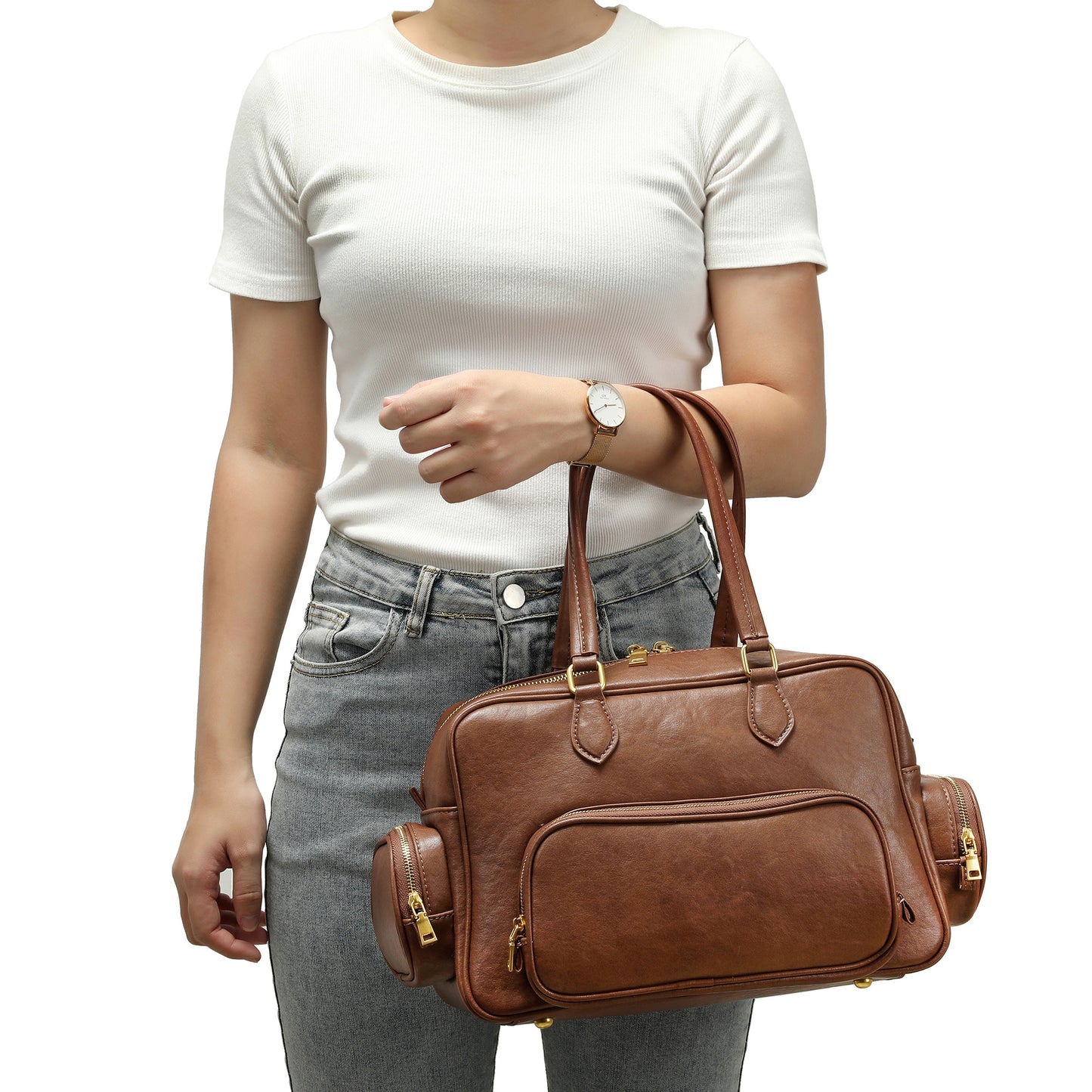 Elegant Leather Travel Handbag