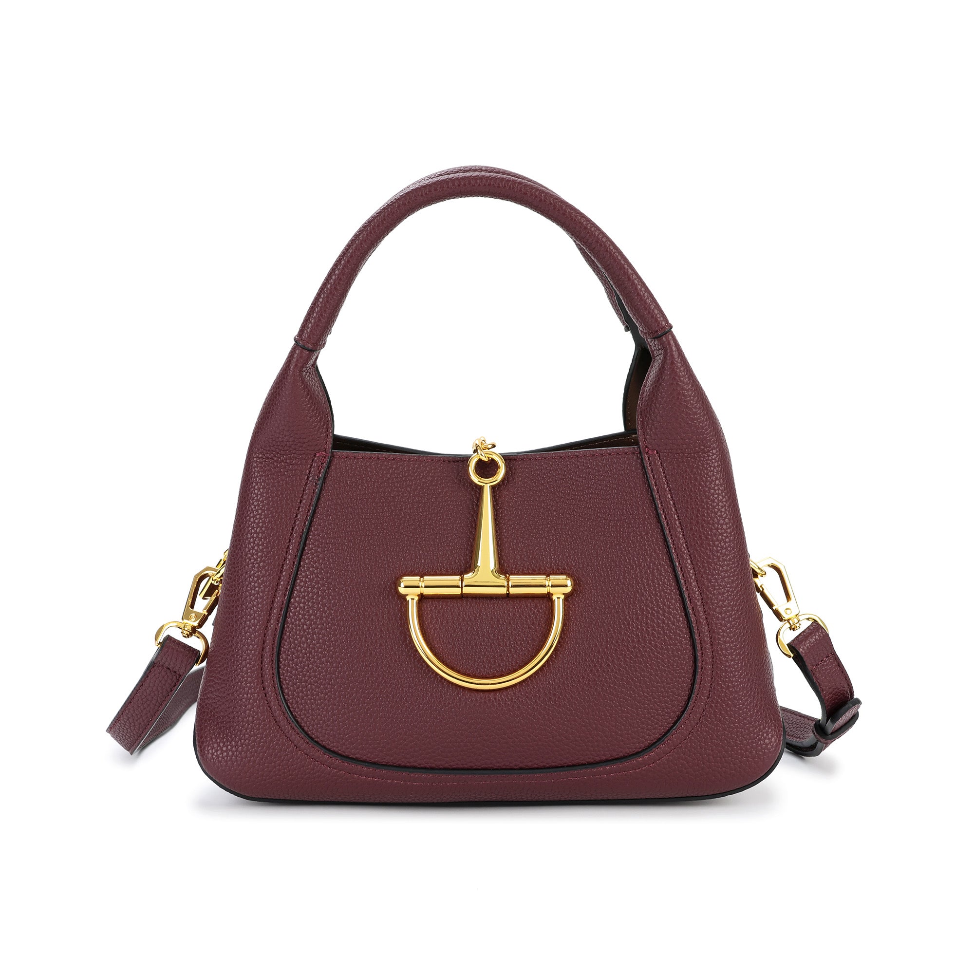 Pebbled Leather Top Handle Bag with Gold Horsebit Accent – Tiffany