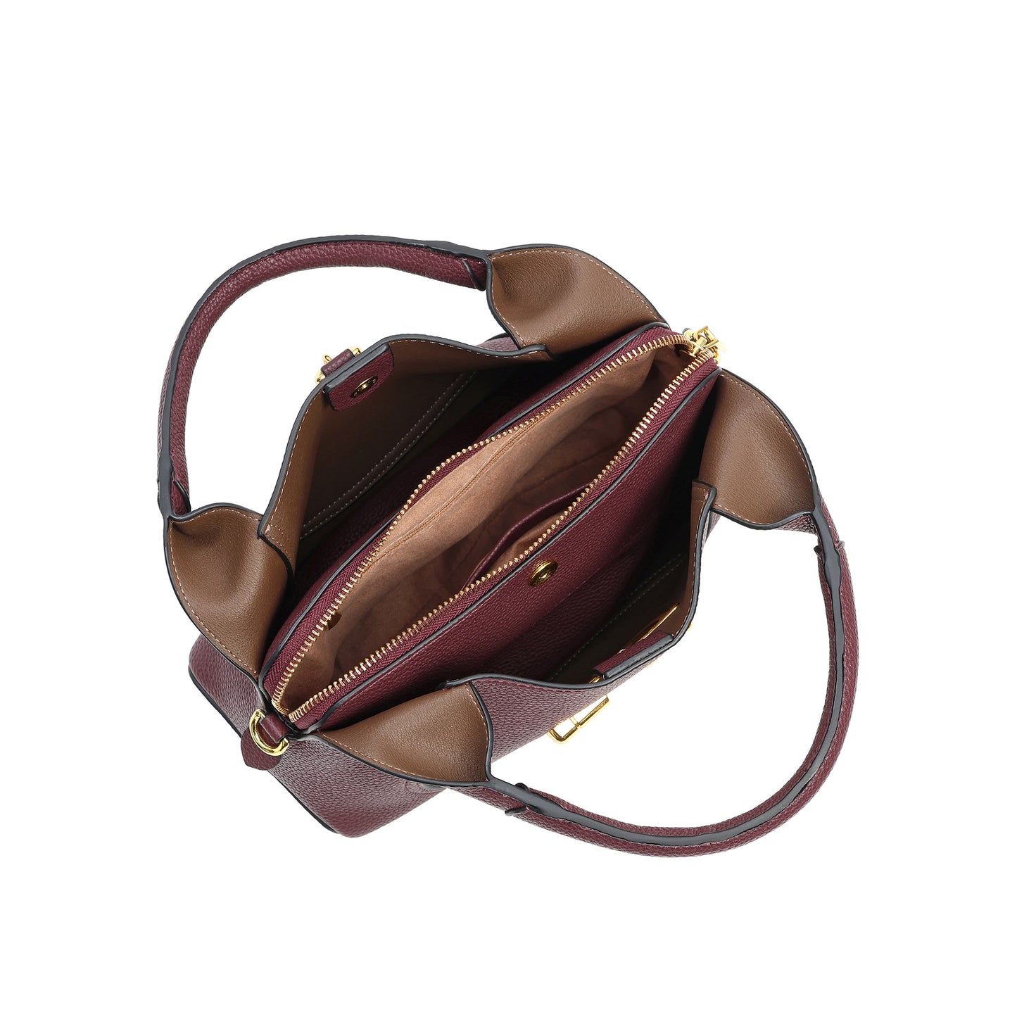 Pebbled Leather Top Handle Bag with Gold Horsebit Accent