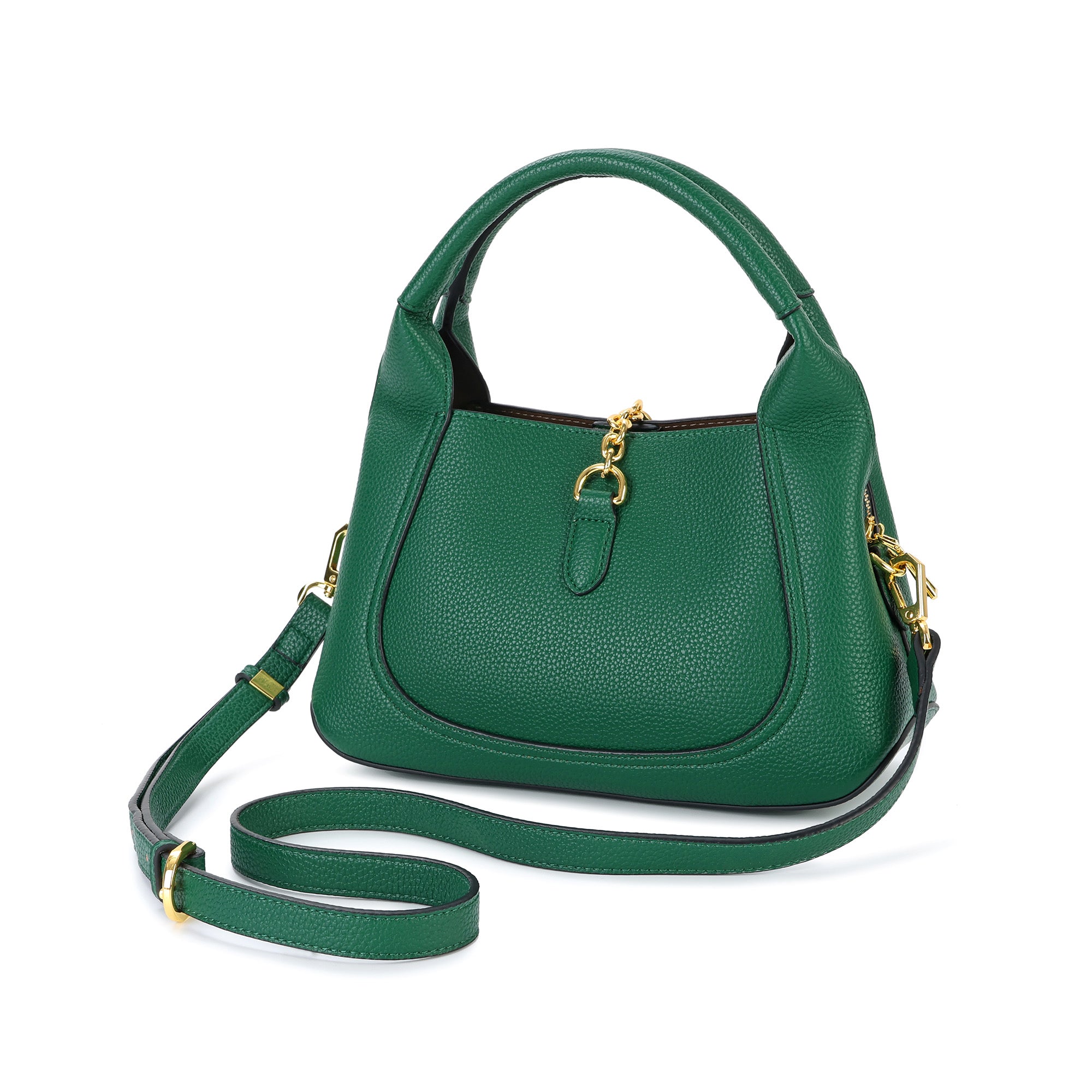 Pebbled Leather Top Handle Bag with Gold Horsebit Accent – Tiffany
