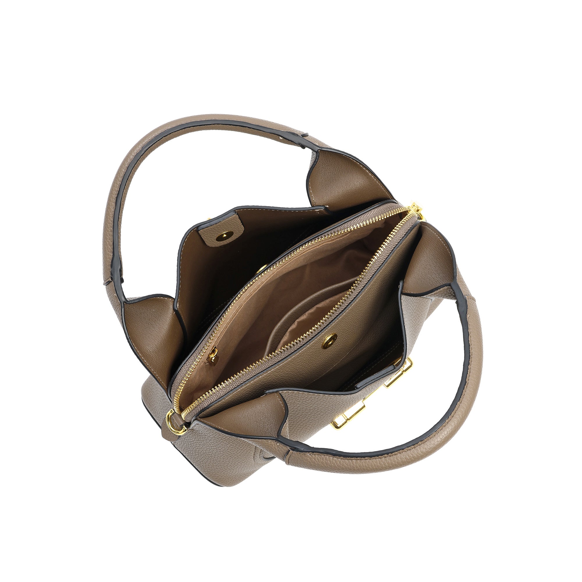 Pebbled Leather Top Handle Bag with Gold Horsebit Accent – Tiffany