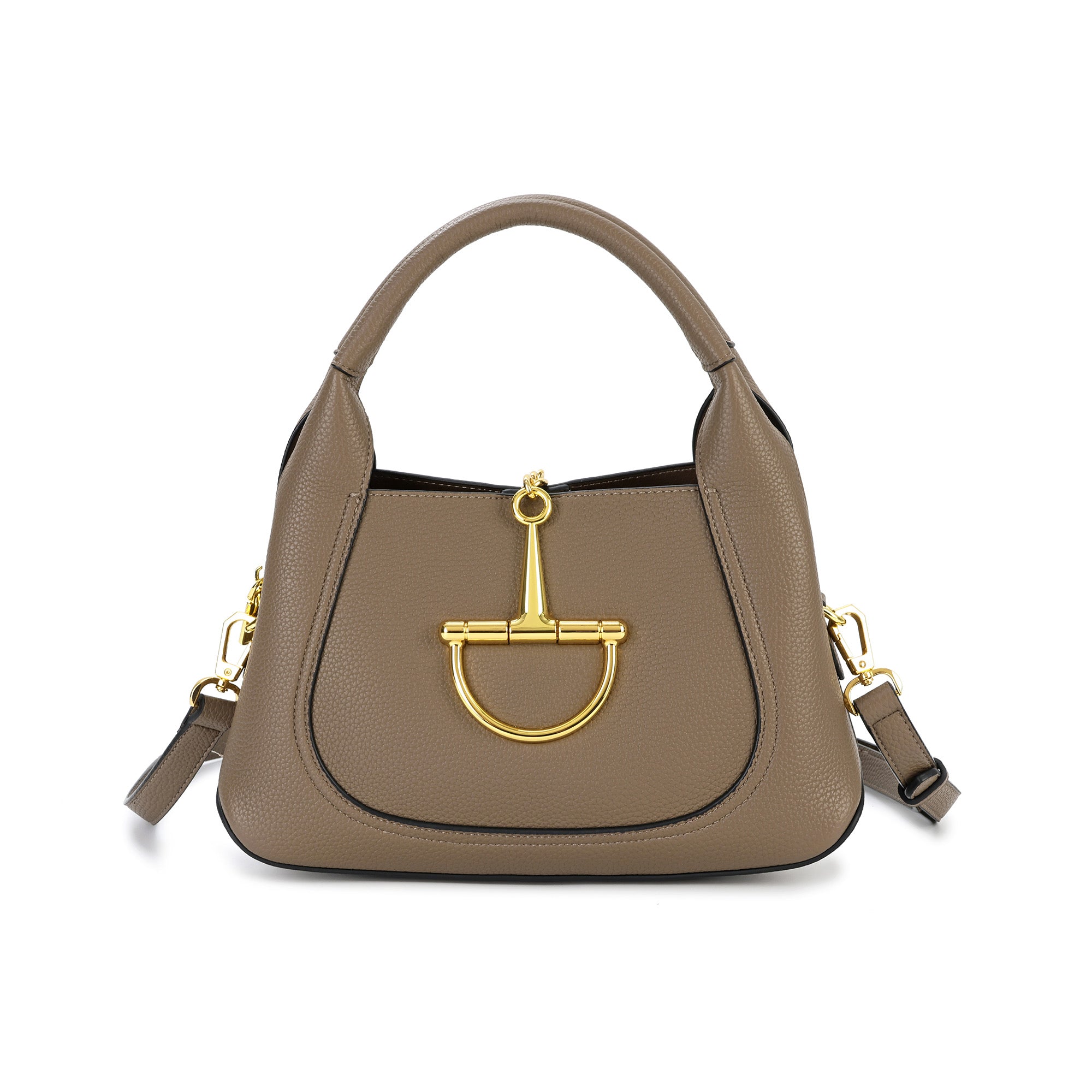 Pebbled Leather Top Handle Bag with Gold Horsebit Accent – Tiffany