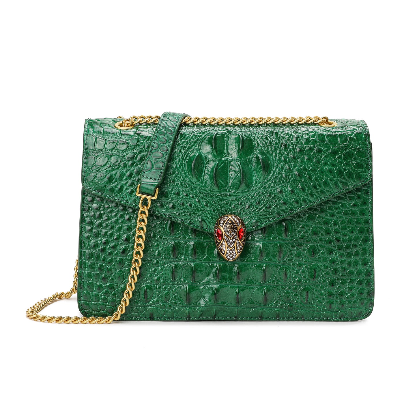 Tiffany & Fred Alligator Embossed Leather Shoulder Bag