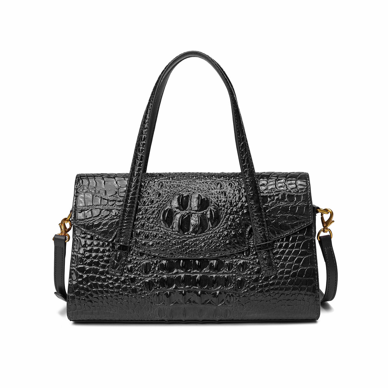 Tiffany & Fred Alligator Embossed Leather Satchel/Shoulder Bag ...