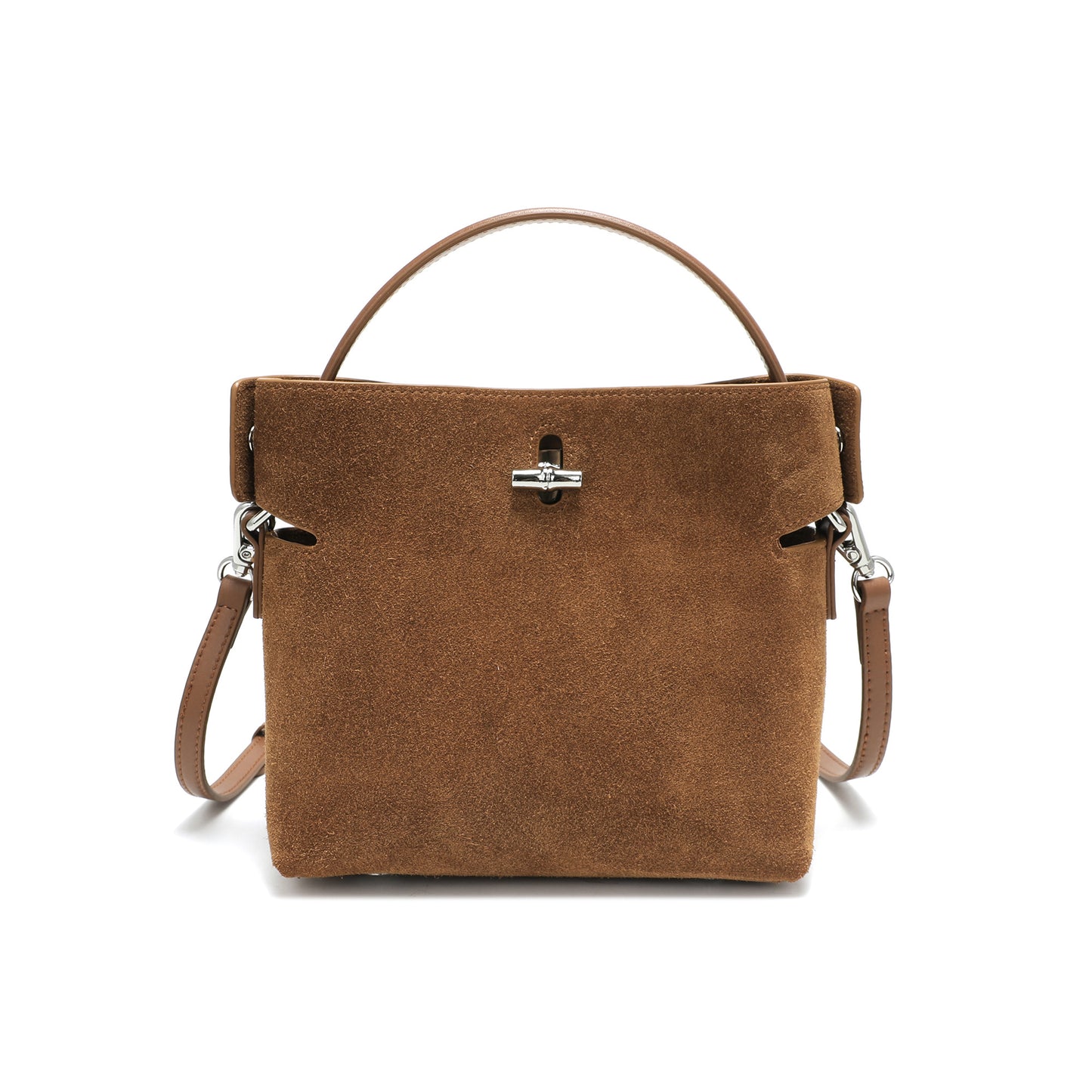 Suede Leather Mini Top Handle Crossbody Bag