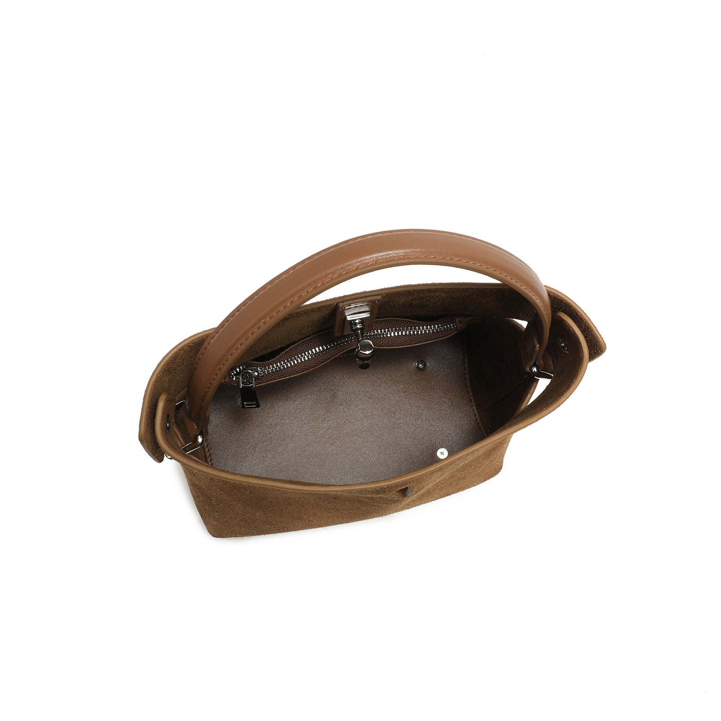 Suede Leather Mini Top Handle Crossbody Bag