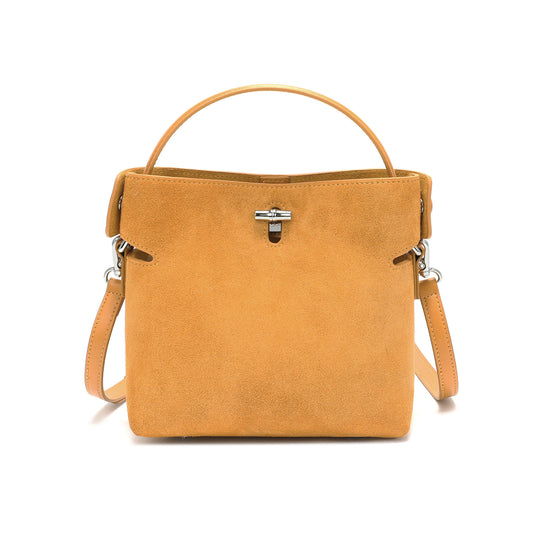 Suede Leather Mini Top Handle Crossbody Bag