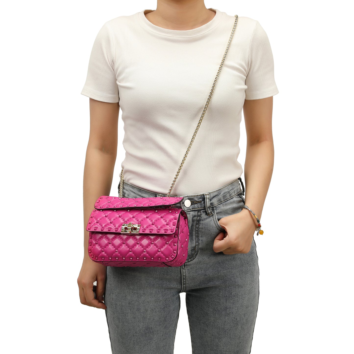 Valenté Studded Leather Shoulder Bag