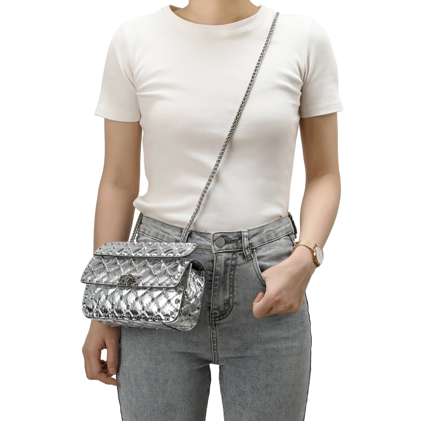 Valenté Studded Leather Shoulder Bag