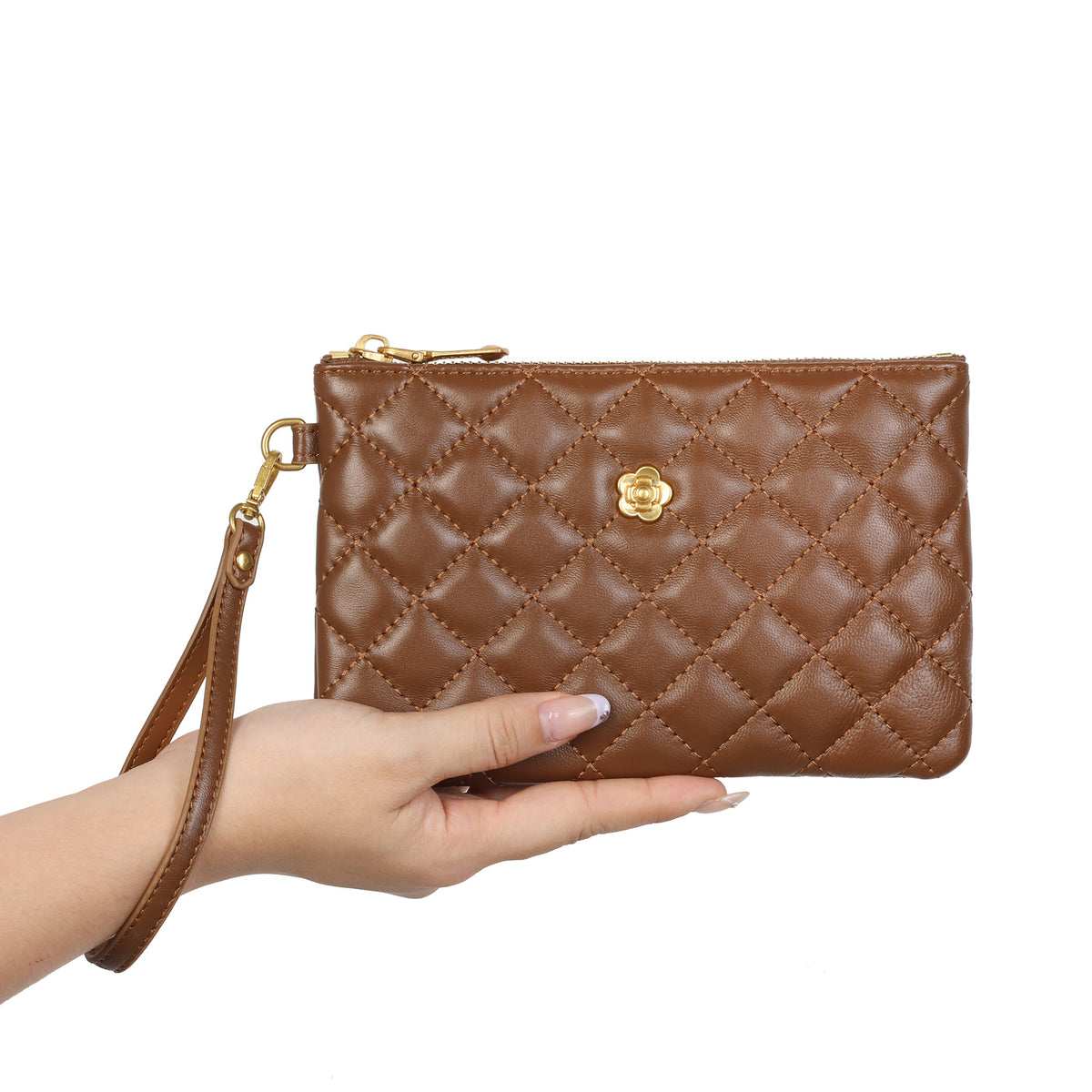 Tiffany & Fred Quilted Sheepskin Leather Pouch/Wallet