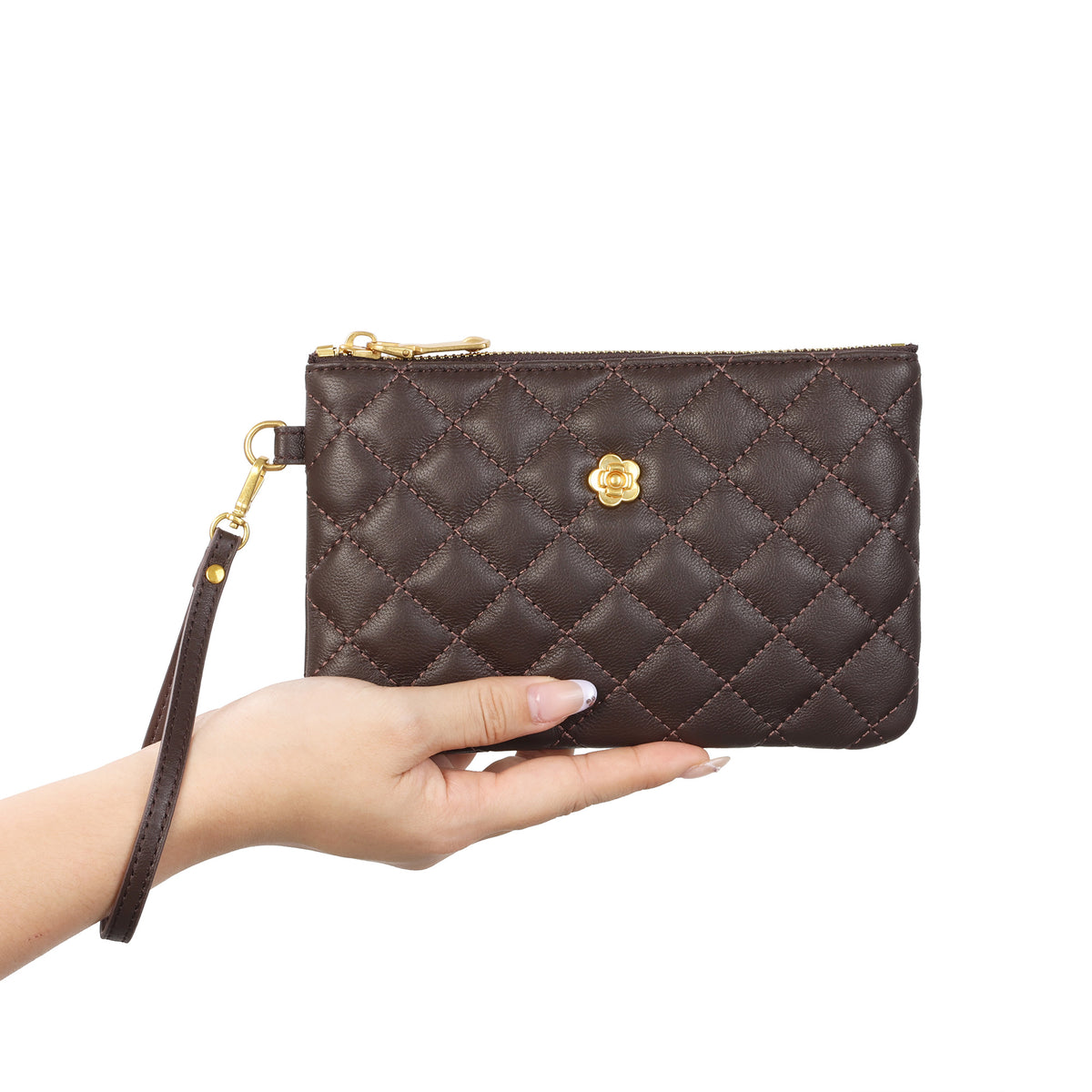 Tiffany & Fred Quilted Sheepskin Leather Pouch/Wallet