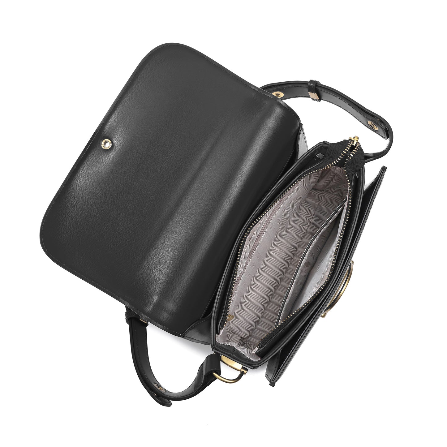 Smooth Leather Flap Crossbody Bag with Statement Turn-Lock Hardware