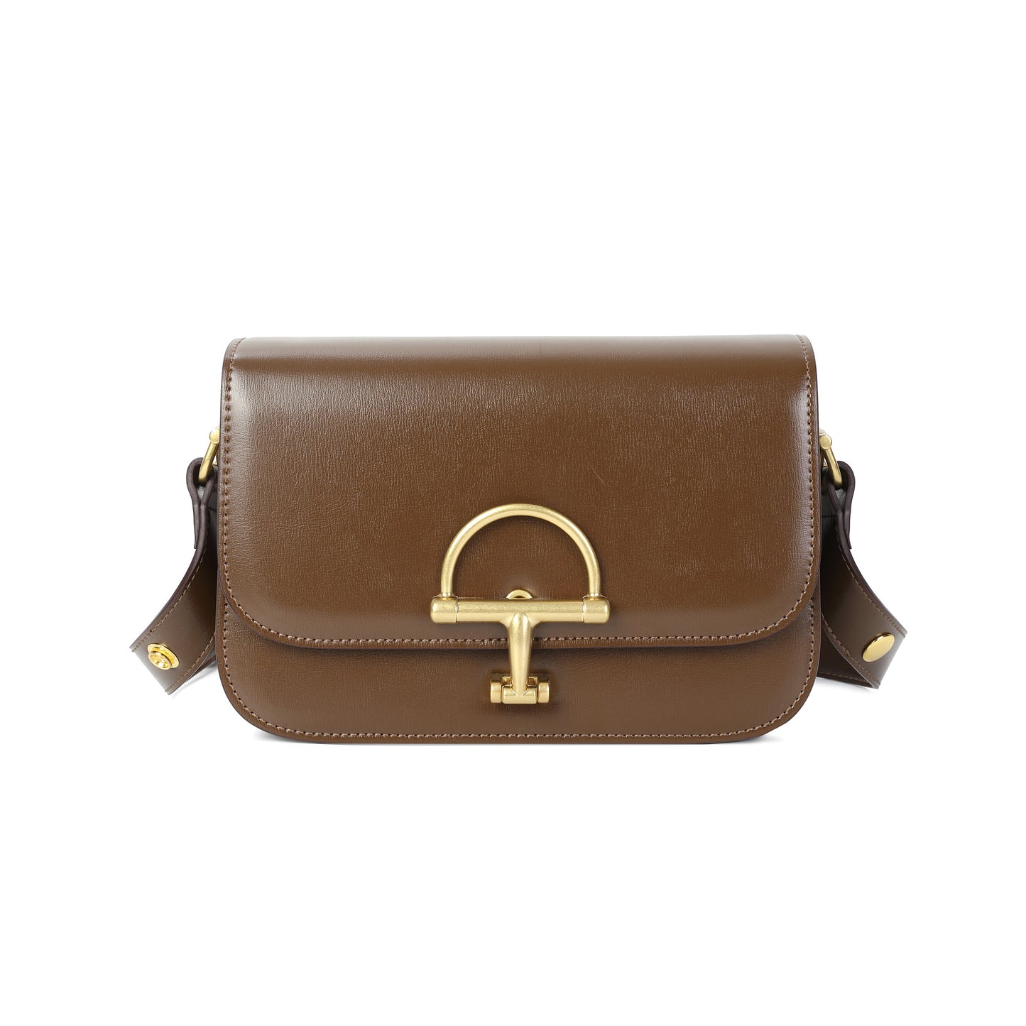 Smooth Leather Flap Crossbody Bag with Statement Turn-Lock Hardware