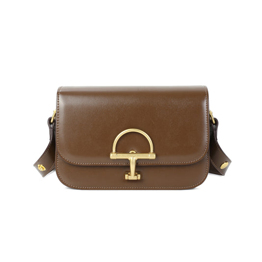 Smooth Leather Flap Crossbody Bag with Statement Turn-Lock Hardware