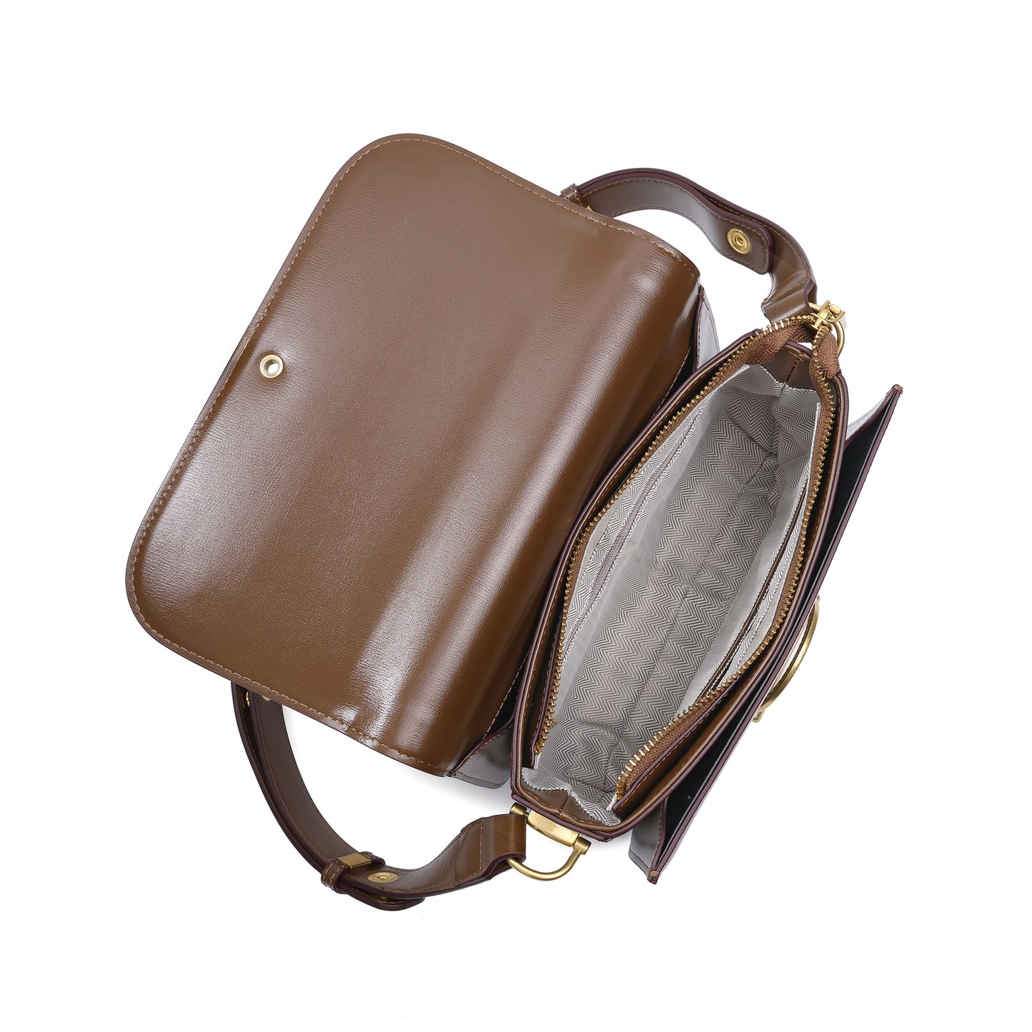 Smooth Leather Flap Crossbody Bag with Statement Turn-Lock Hardware