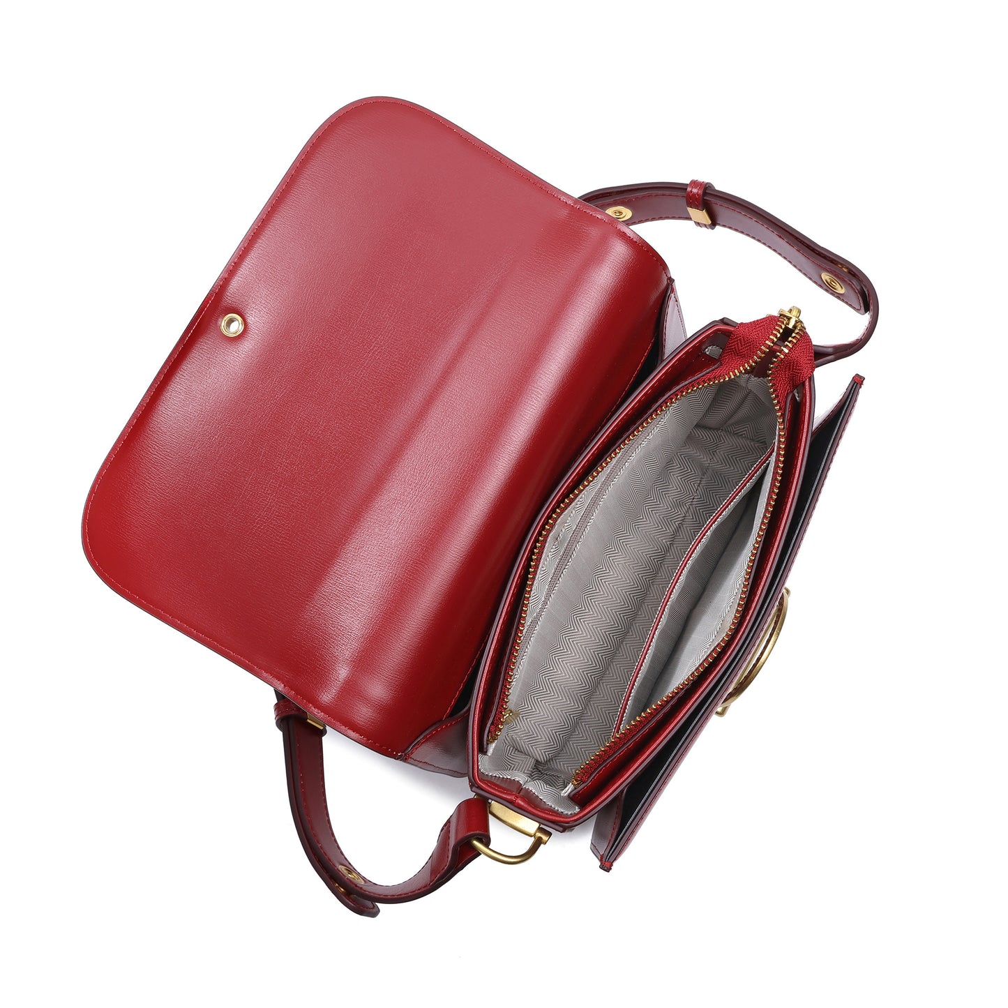 Smooth Leather Flap Crossbody Bag with Statement Turn-Lock Hardware