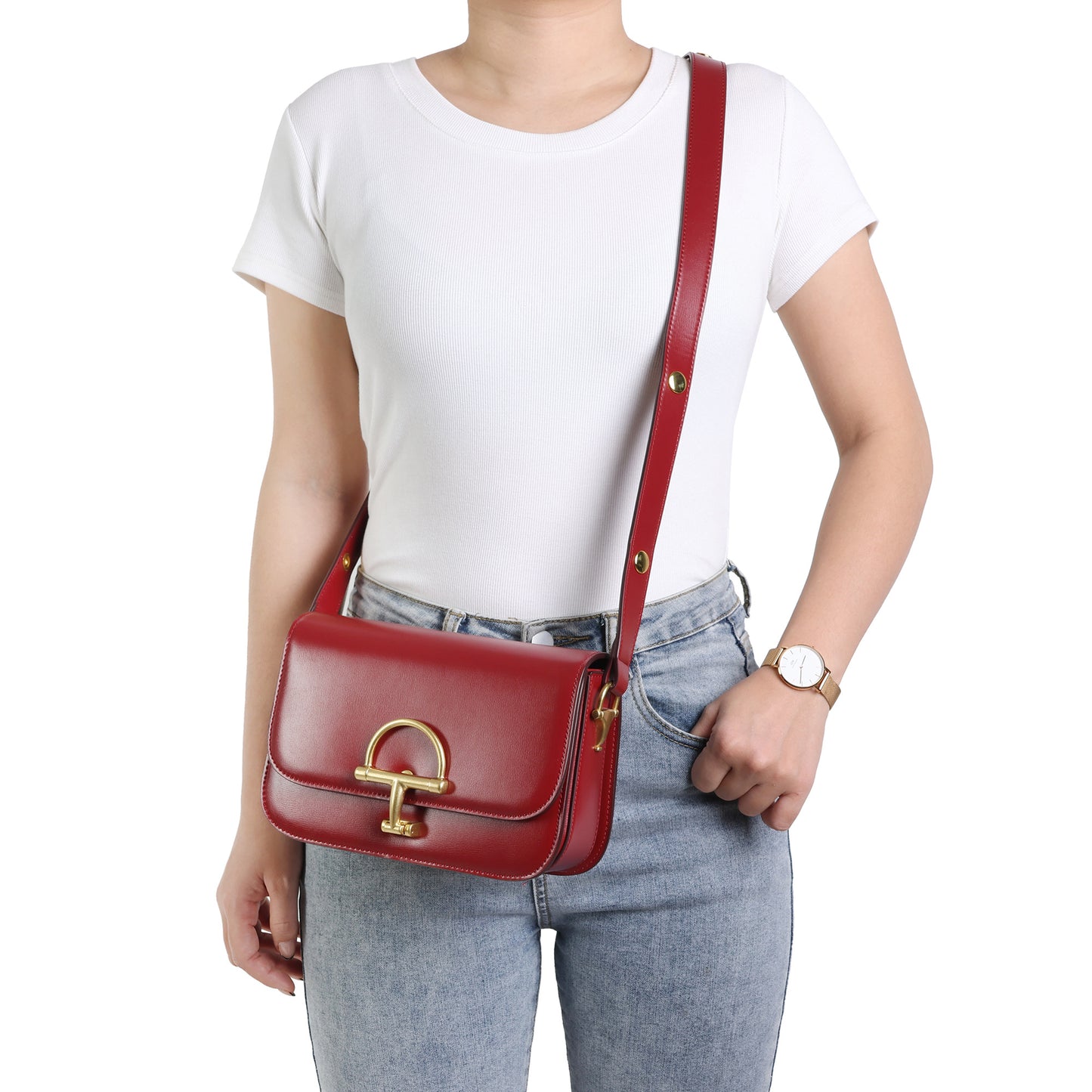 Smooth Leather Flap Crossbody Bag with Statement Turn-Lock Hardware