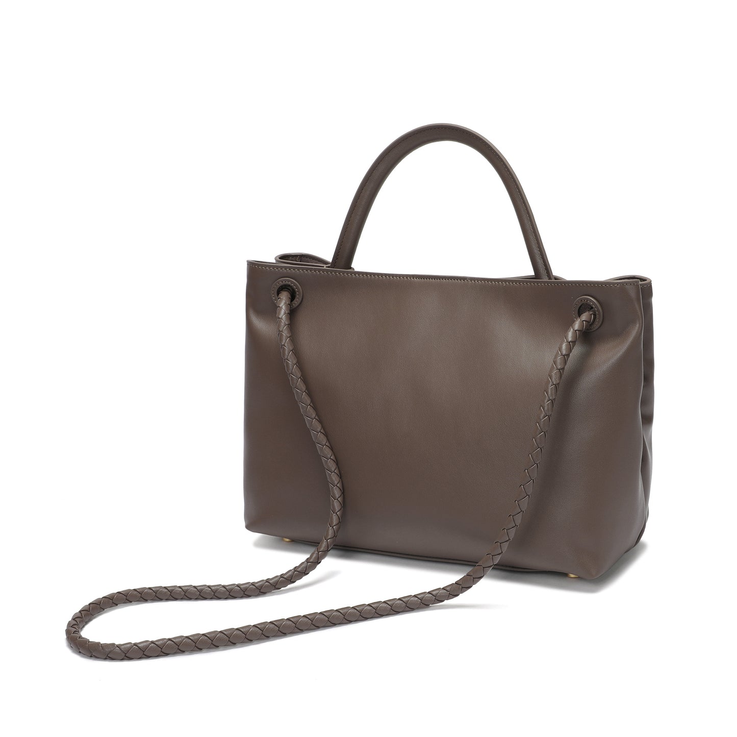 Classic Elegance Tote Bag with Braided Leather Details