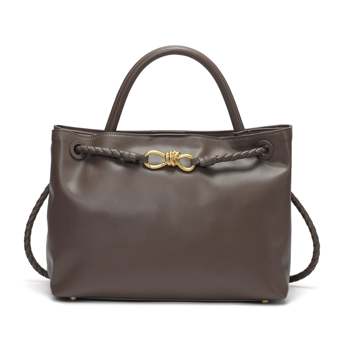 Classic Elegance Tote Bag with Braided Leather Details