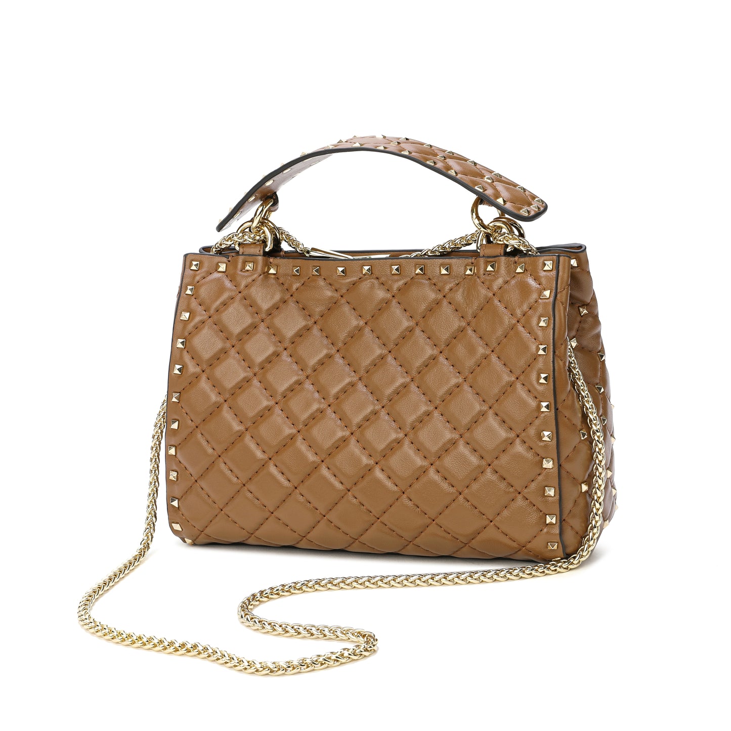 Tiffany & Fred Quilted & Studded Lambskin Leather Shoulder Bag