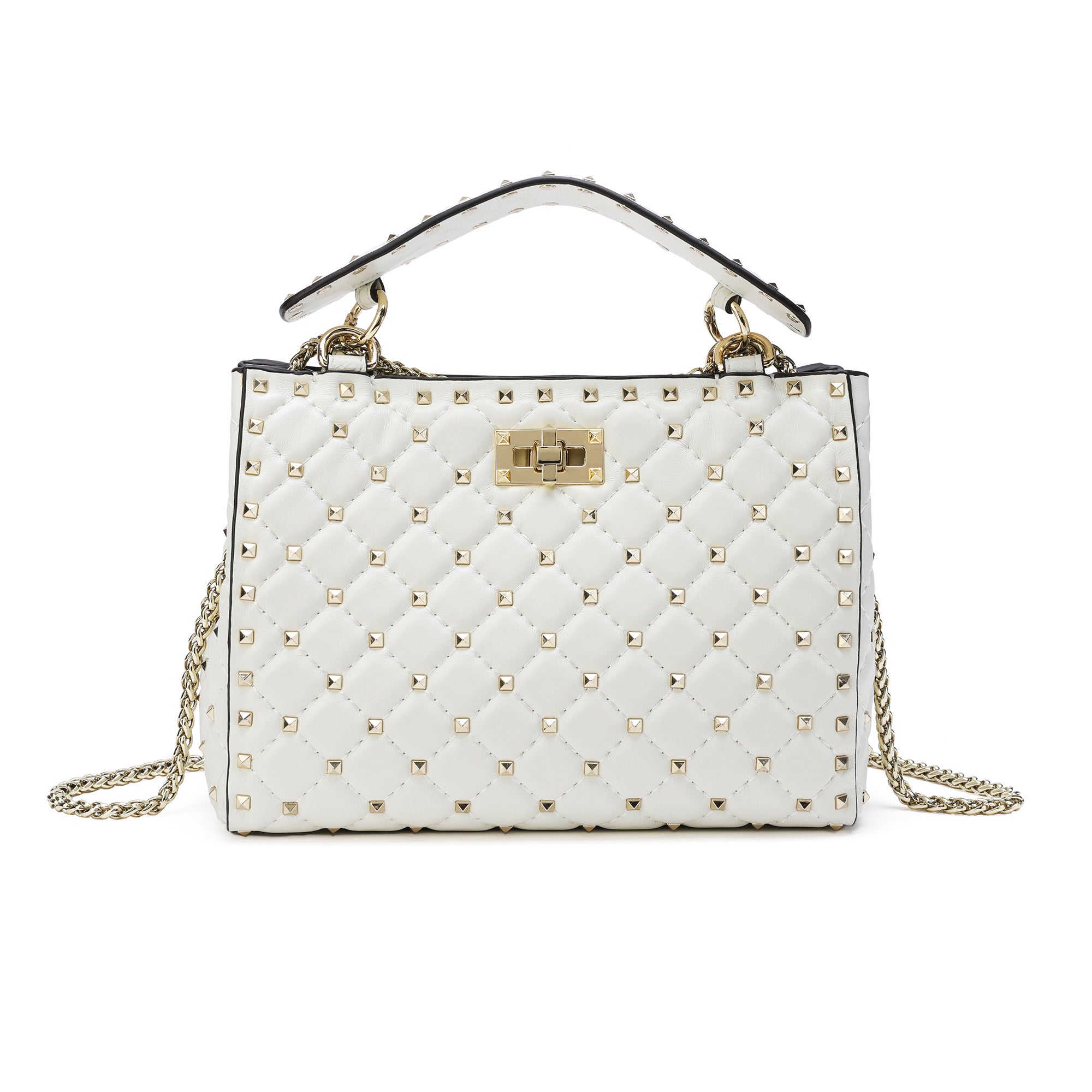 Tiffany Fred Quilted Studded Lambskin Leather Shoulder Bag