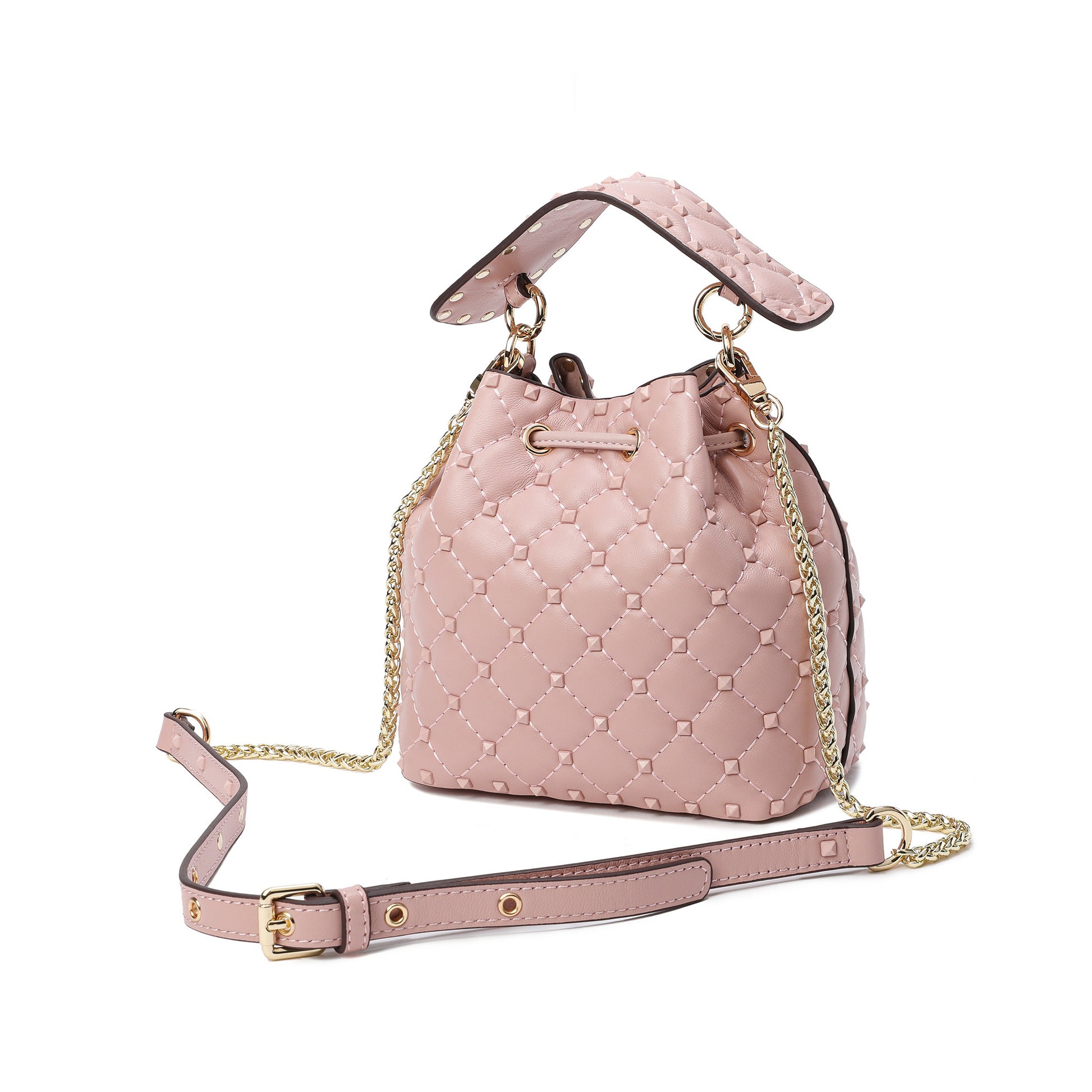 Quilted and Studded Sheepskin Leather Shoulder Bag – Tiffany