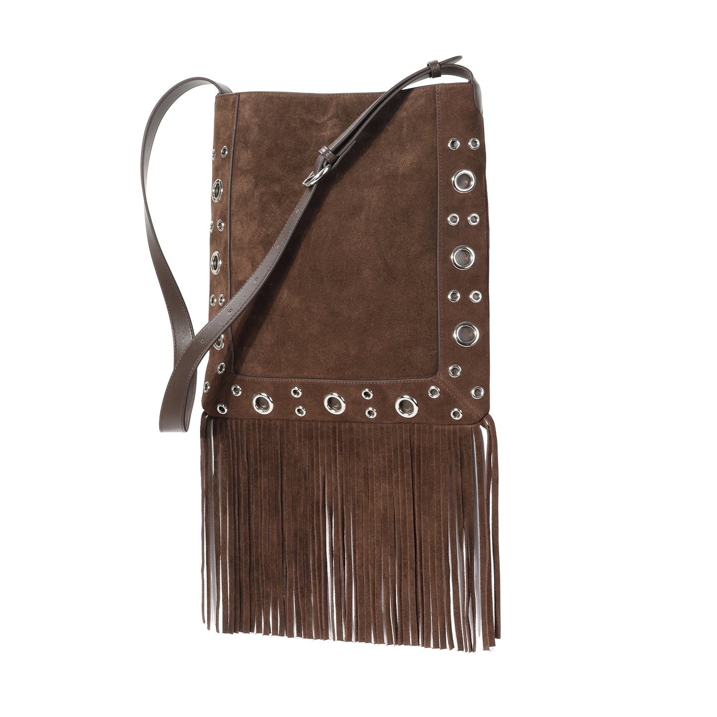 Studded Suede Fringe Crossbody Bag