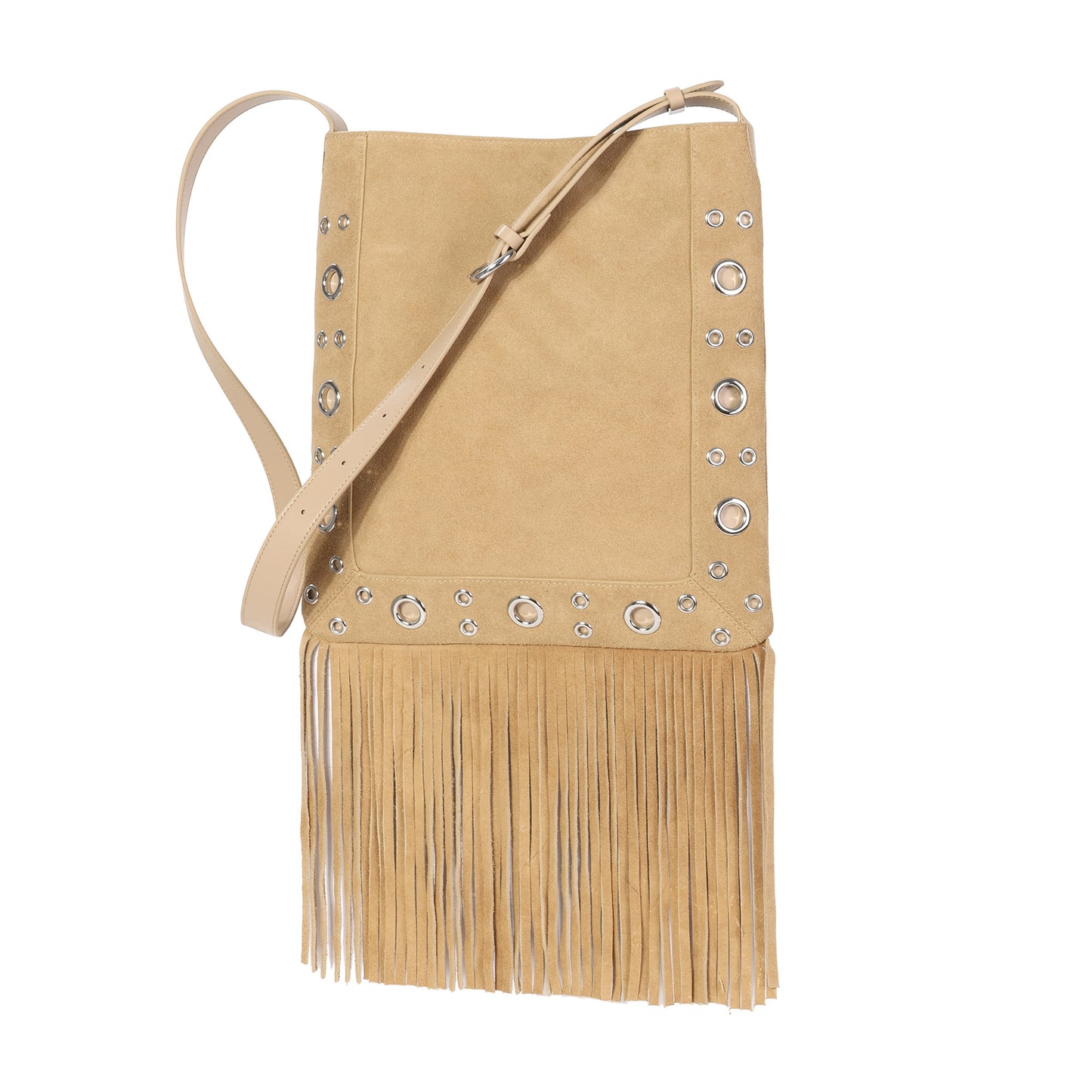 Studded Suede Fringe Crossbody Bag