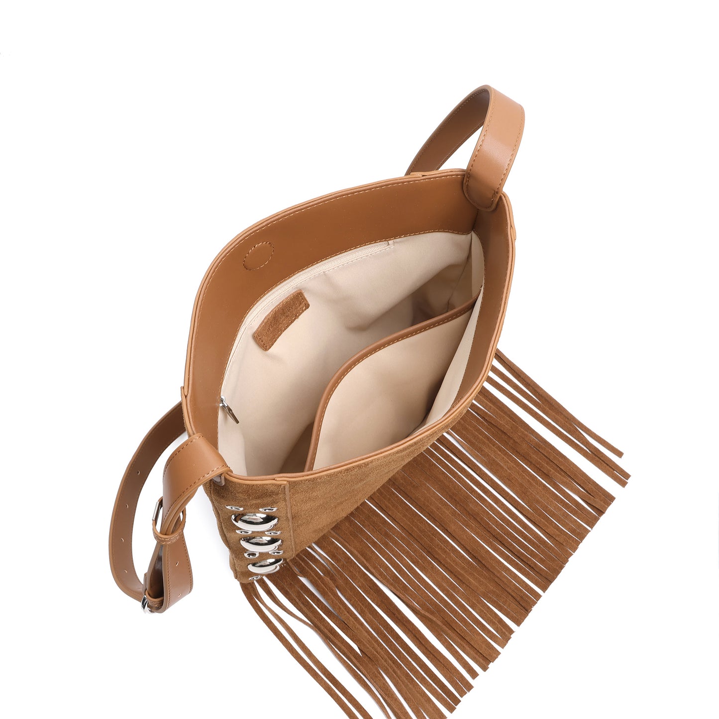 Studded Suede Fringe Crossbody Bag
