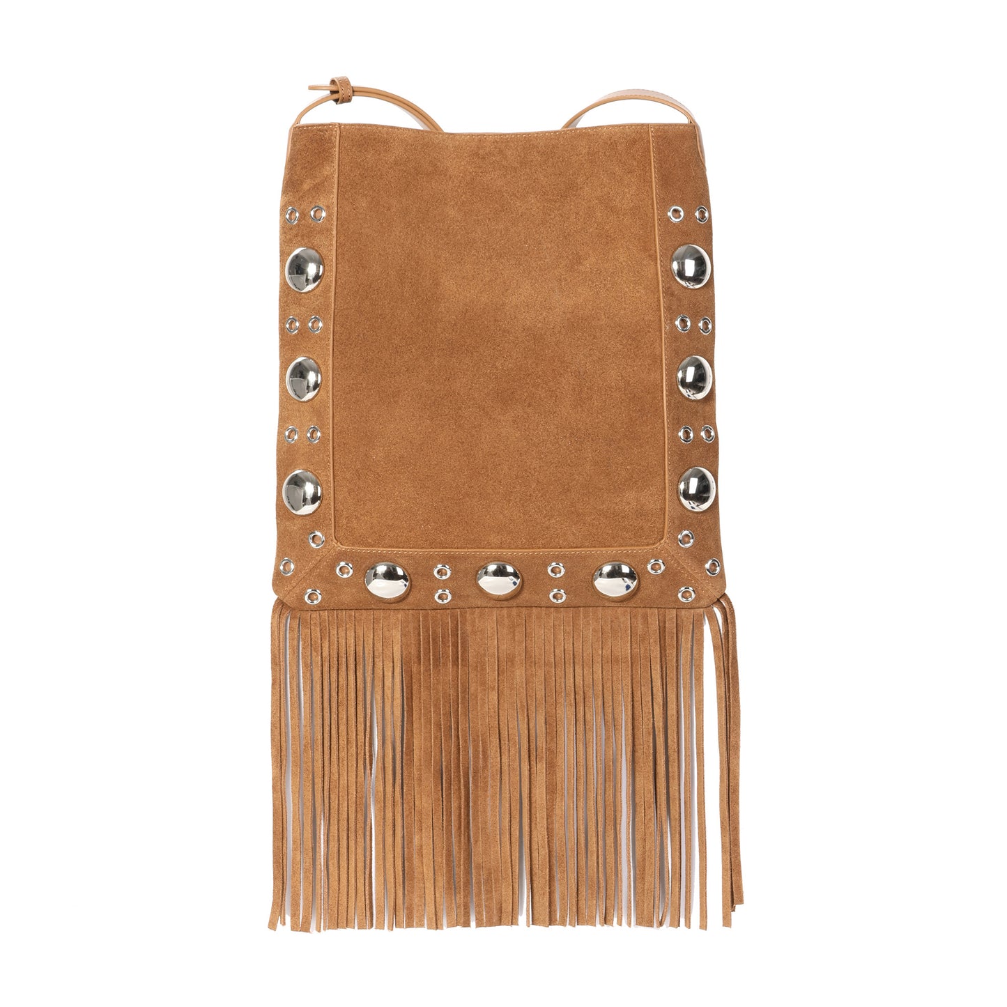 Studded Suede Fringe Crossbody Bag