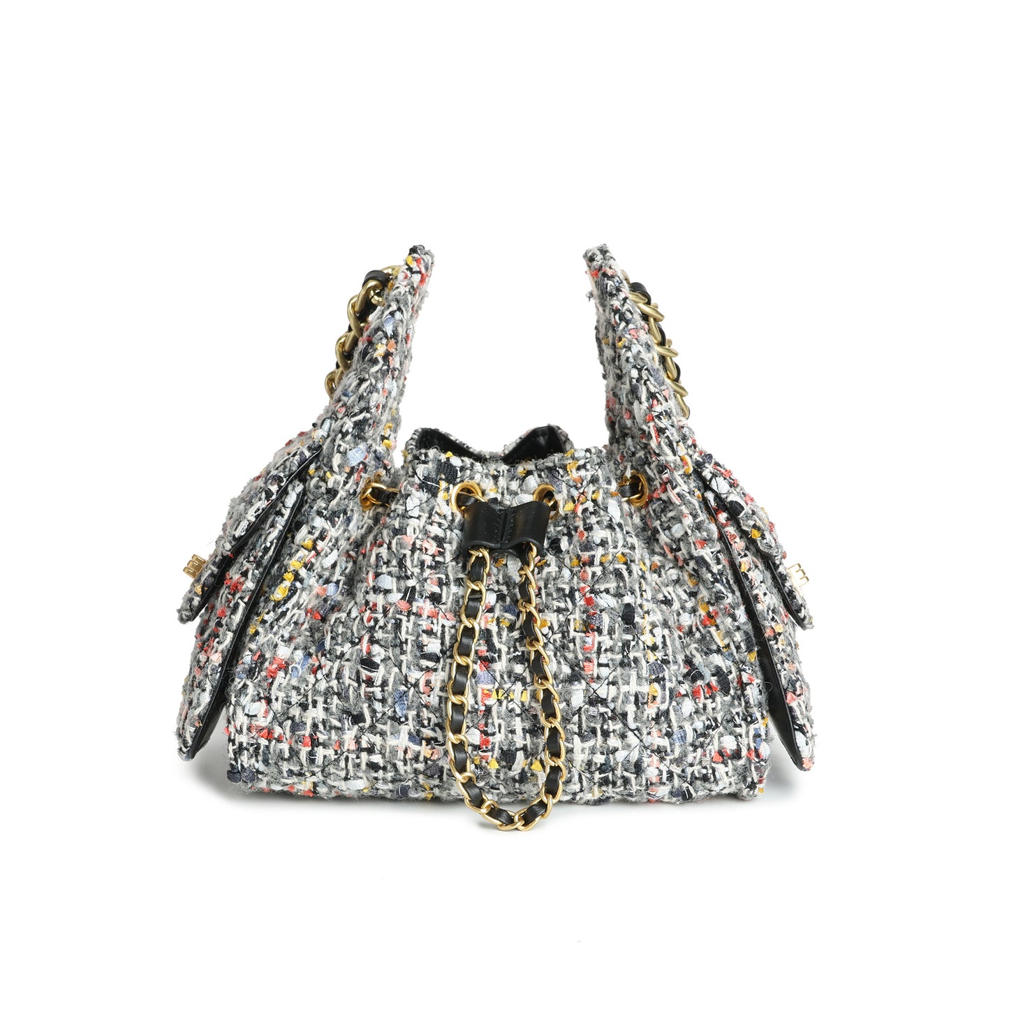 Tweed Shoulder Bag with Chain Strap